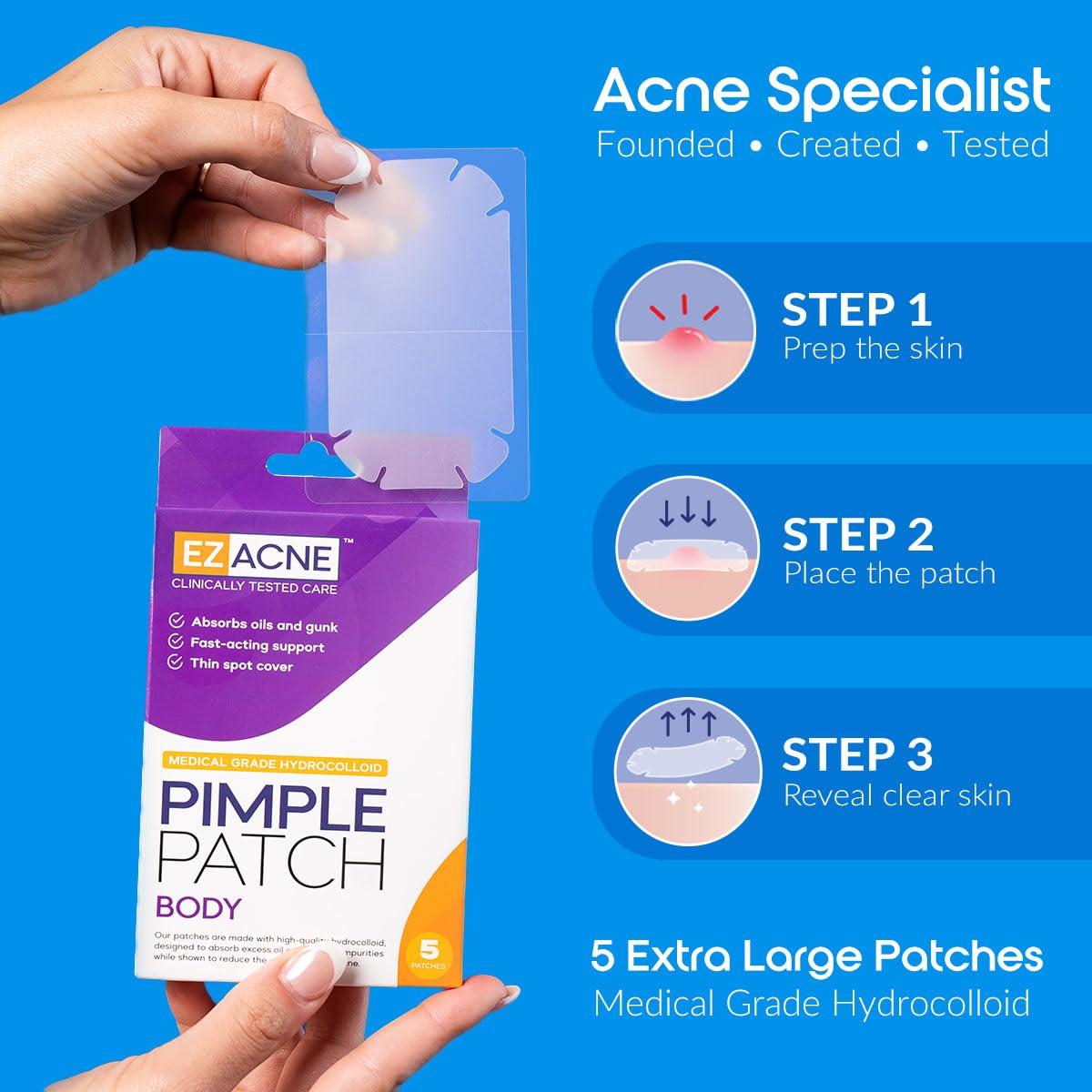 Parches para Granos Extra Grandes EZACNE - Hidrocoloide Médico (5 Unidades)