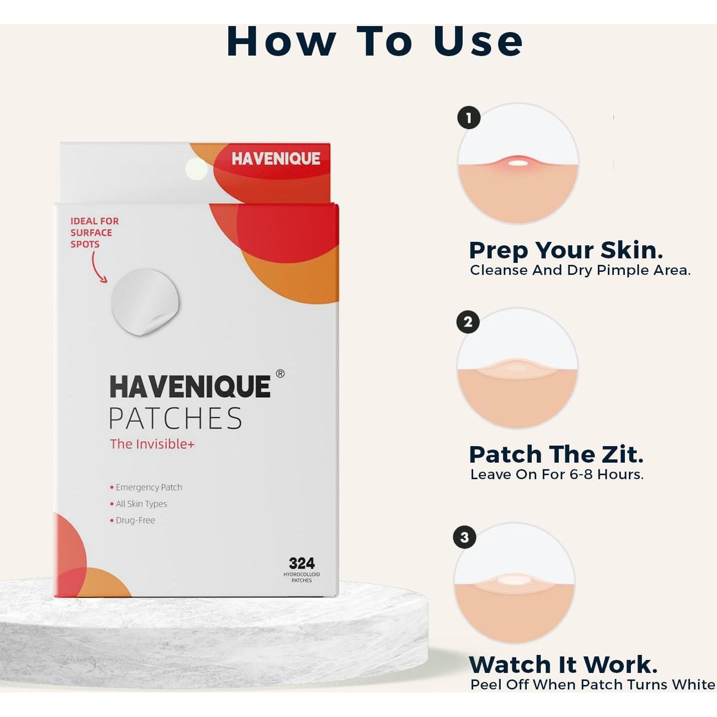 Parche Hidrocoloide para Granos Havenique - 324 Unidades