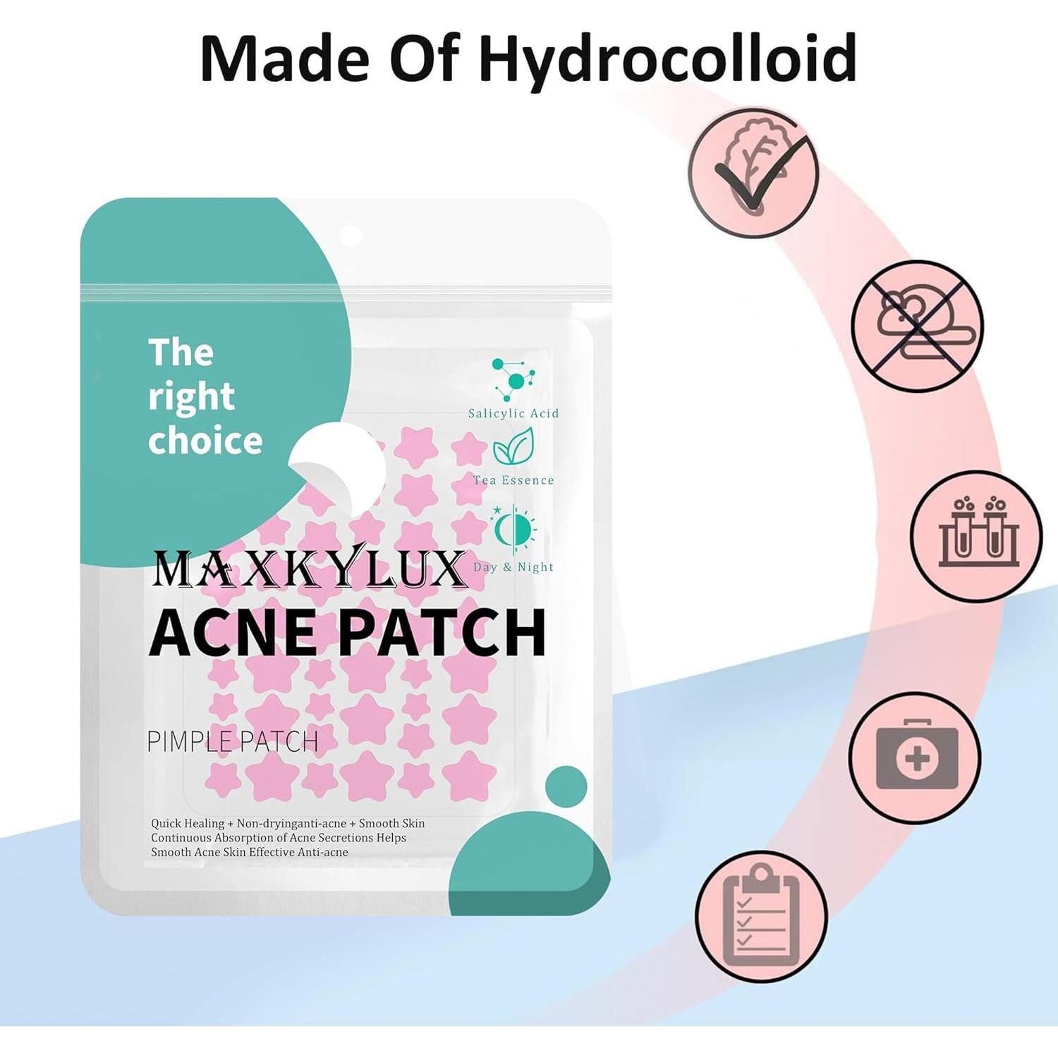 Parches Estelares para Espinillas MAXKYLUX - 4 Tamaños Hidrocoloide