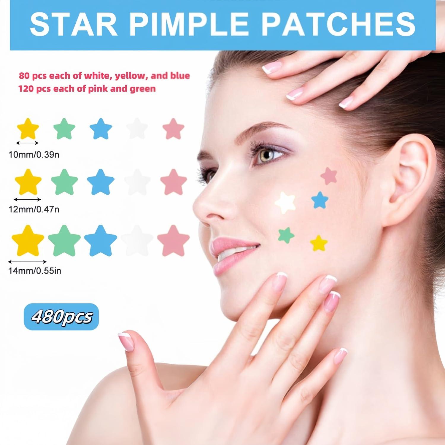 Parche Estrella para Espinillas TIKMNO - 480 Pcs Hidrocoloide