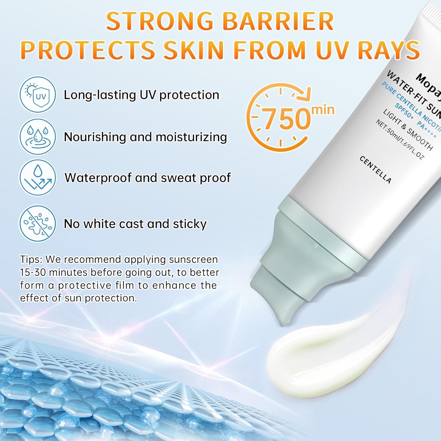 Protector Solar Centella SPF 50 Mopayzer 80g Resistente al Agua