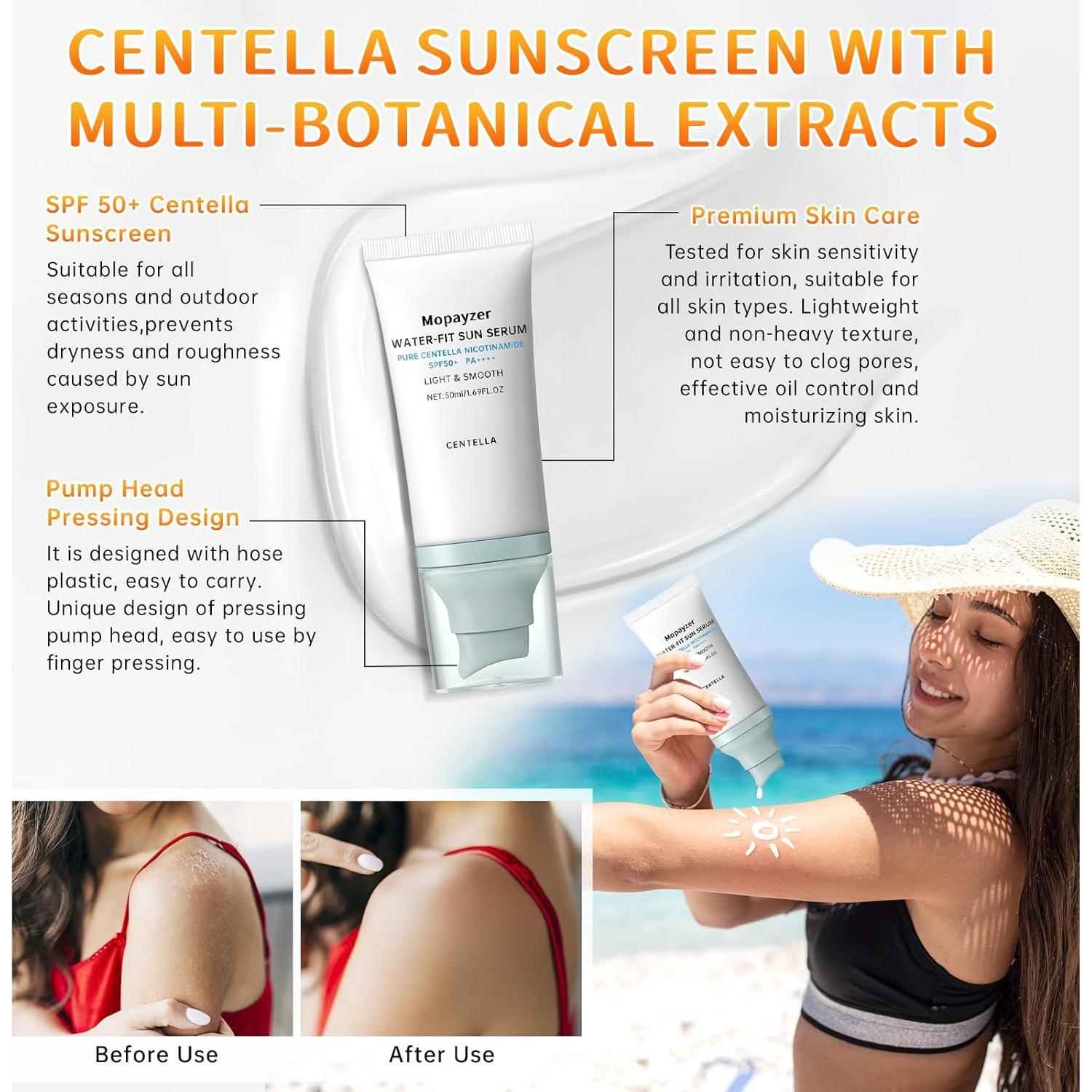 Protector Solar Centella SPF 50 Mopayzer 80g Resistente al Agua
