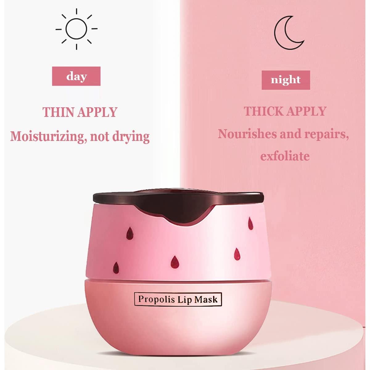 Honey Lip Balm Pot, Propolis Lip Mask, Strawberry Hydrating Propolis Lip Sleeping Mask, Prevent Dry&Cracked, Lip Repair Nourishes the Lip Skin (2pcs Honey & 2pcs Strawberry)