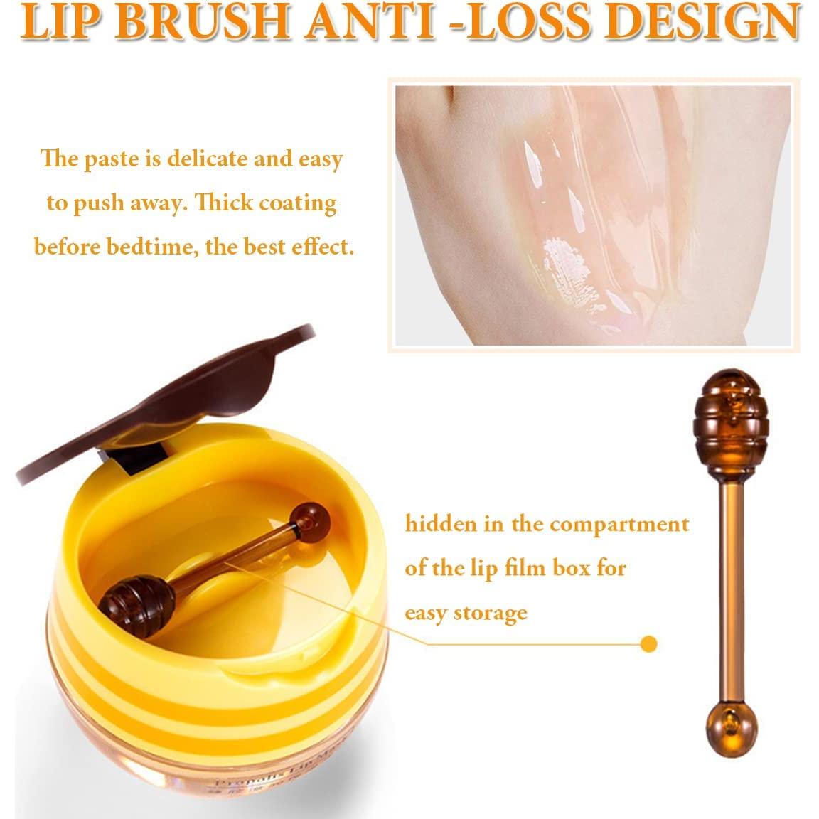 Honey Lip Balm Pot, Propolis Lip Mask, Strawberry Hydrating Propolis Lip Sleeping Mask, Prevent Dry&Cracked, Lip Repair Nourishes the Lip Skin (2pcs Honey & 2pcs Strawberry)