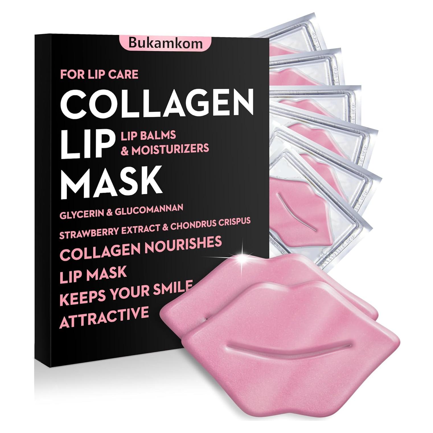 Mascarilla Labial de Colágeno Bukamkom 20 Piezas Hidratante