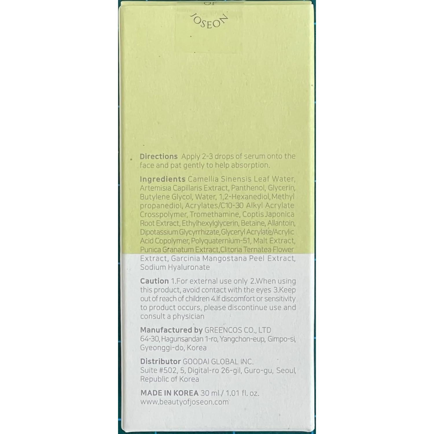 Suero Calmante Belleza de Joseon Té Verde + Panthenol 50ml