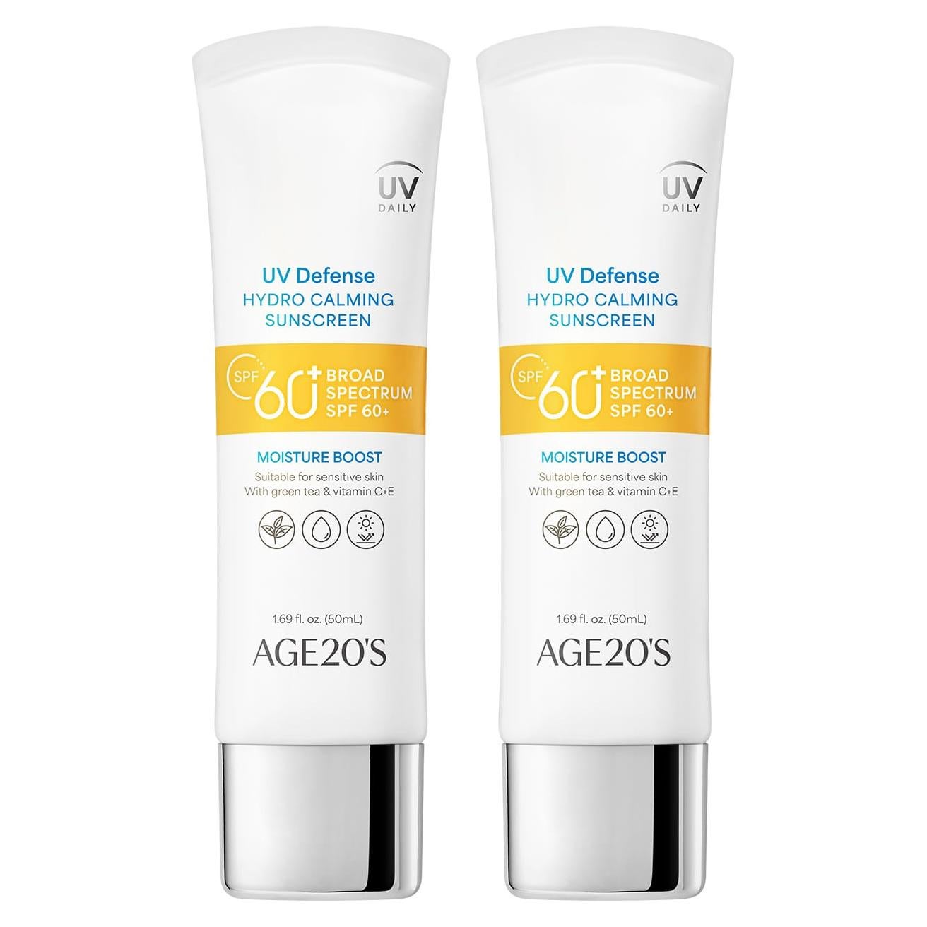 AGE20'S Protector Solar Hidratante SPF 60+ Té Verde Aloe Vera 2x50ml
