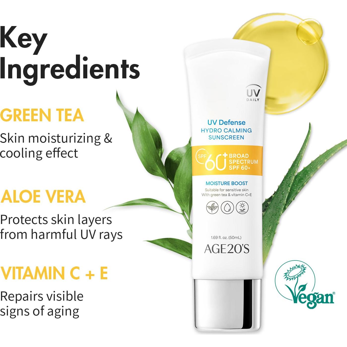 AGE20'S Protector Solar Hidratante SPF 60+ Té Verde Aloe Vera 2x50ml