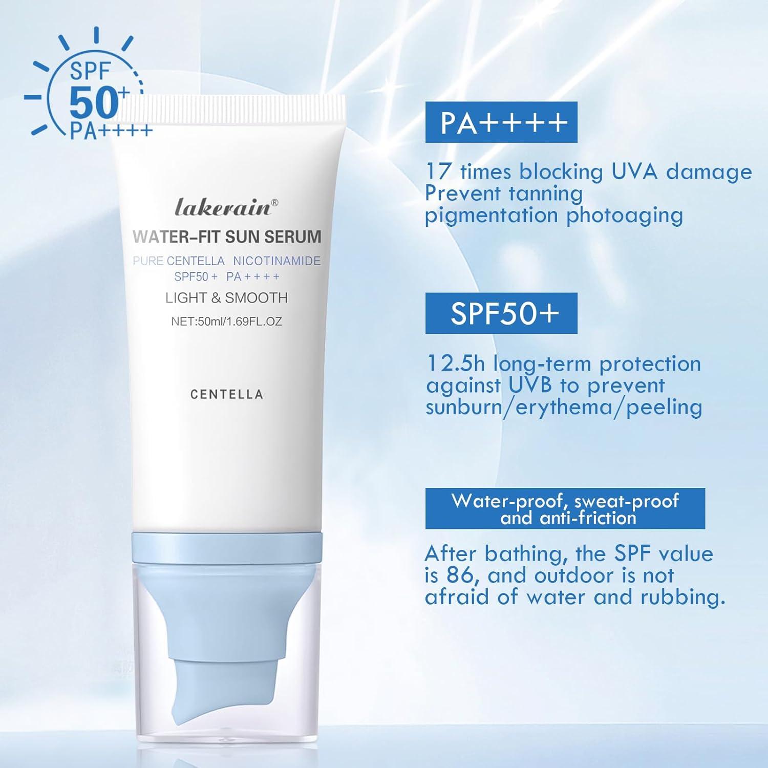 Protector Solar Facial Centella SPF 50 - Hidratante y Resistente al Agua - 2PCS