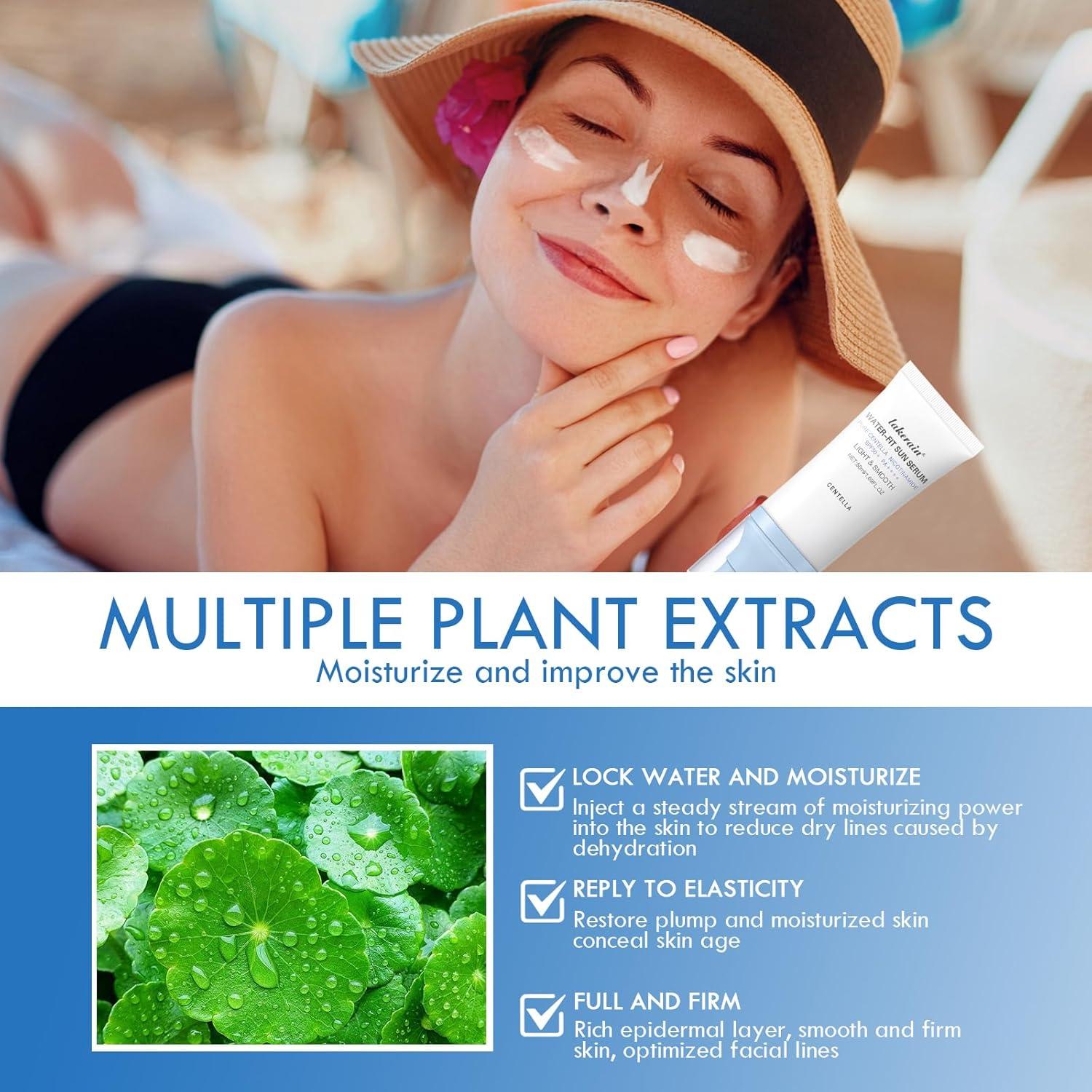 Protector Solar Facial Centella SPF 50 - Hidratante y Resistente al Agua - 2PCS