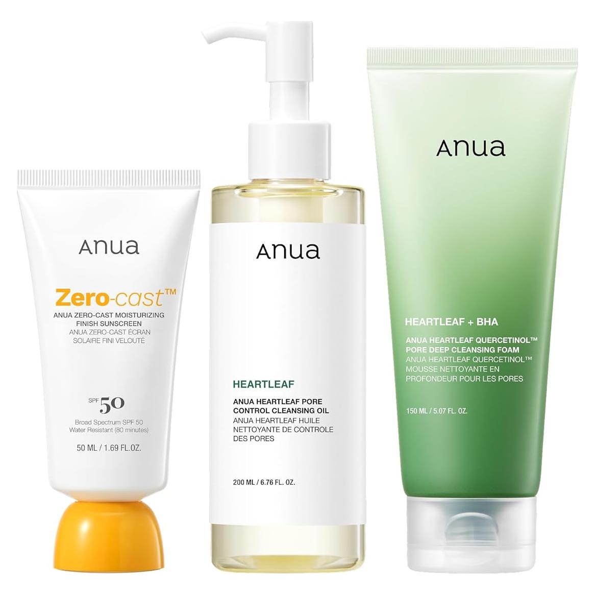 Conjunto de Cuidado Facial Anua: Espuma Limpiadora + Protector Solar SPF 50