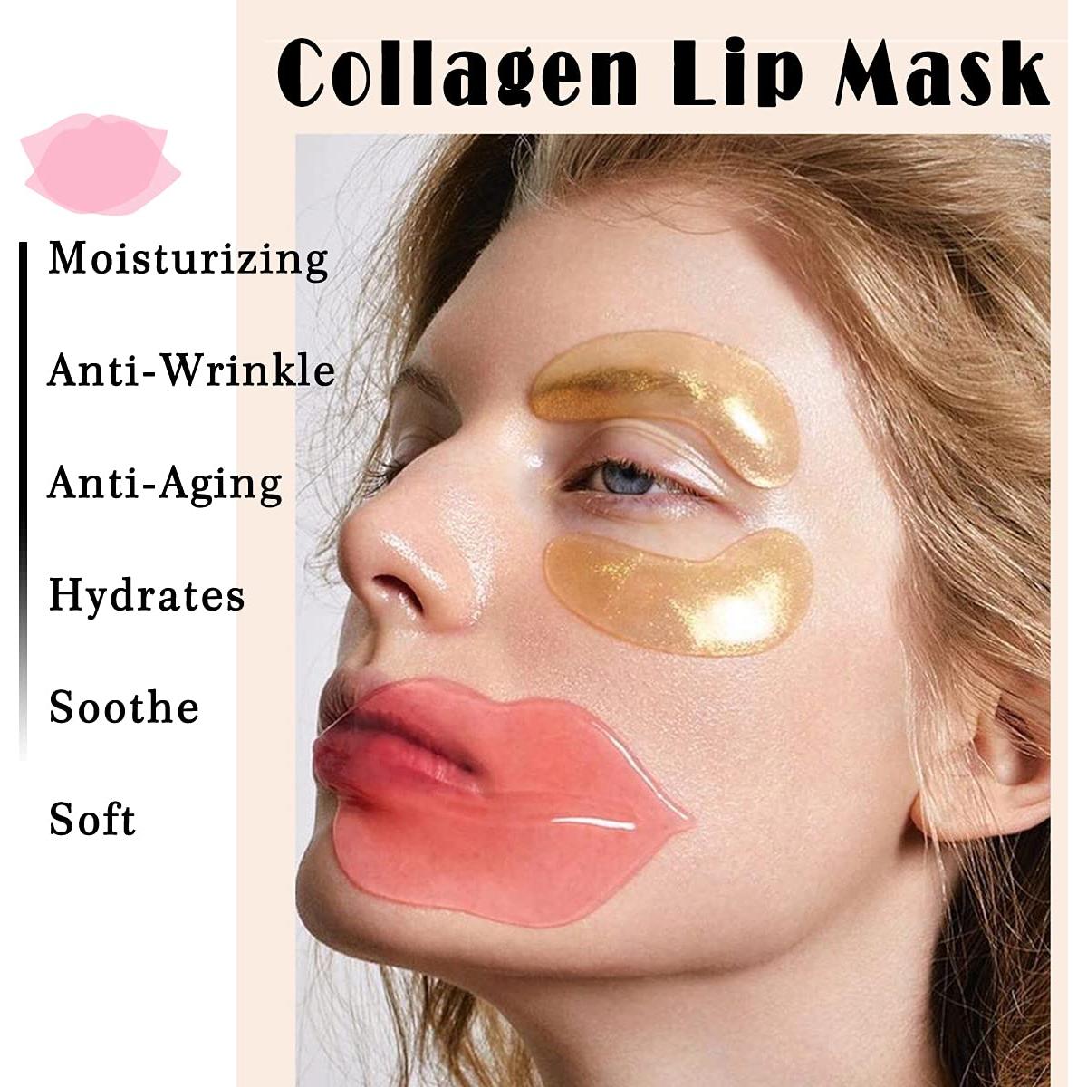 Mascarillas Labiales VEZE 20 Pcs Hidratantes Colágeno Rosa