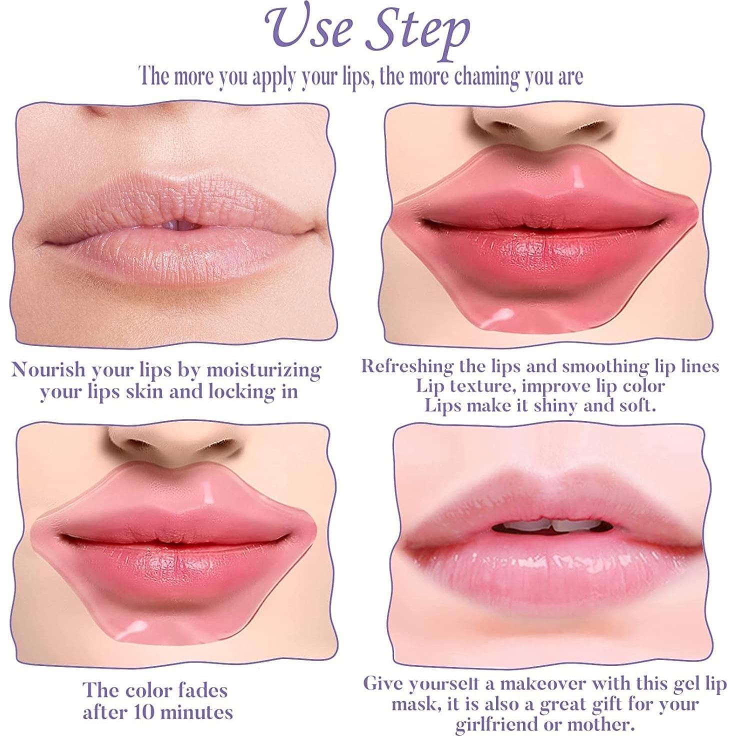 Mascarillas Labiales VEZE 20 Pcs Hidratantes Colágeno Rosa