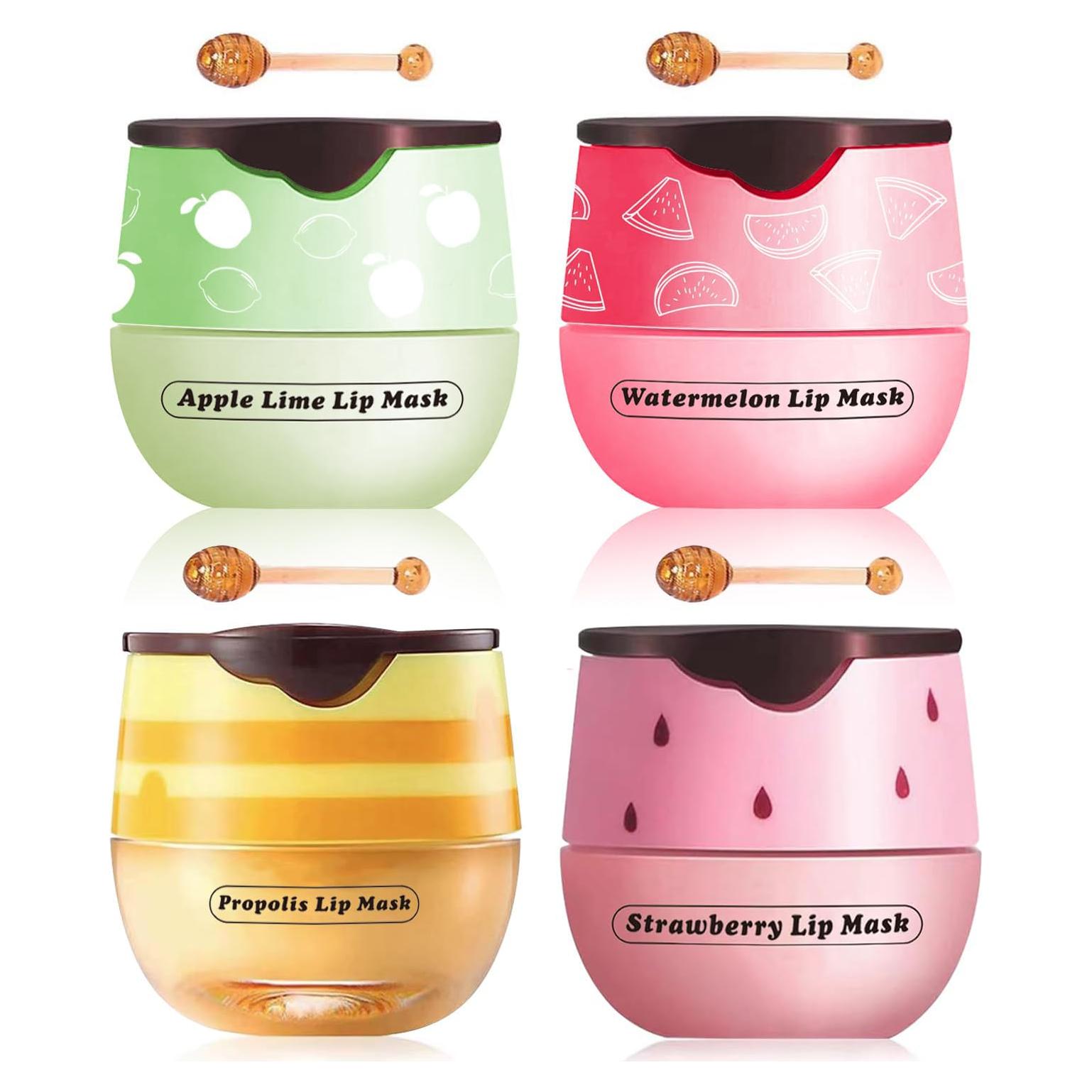 4 Máscaras Labiales de Frutas Qifylmaf - Hidratación Nocturna