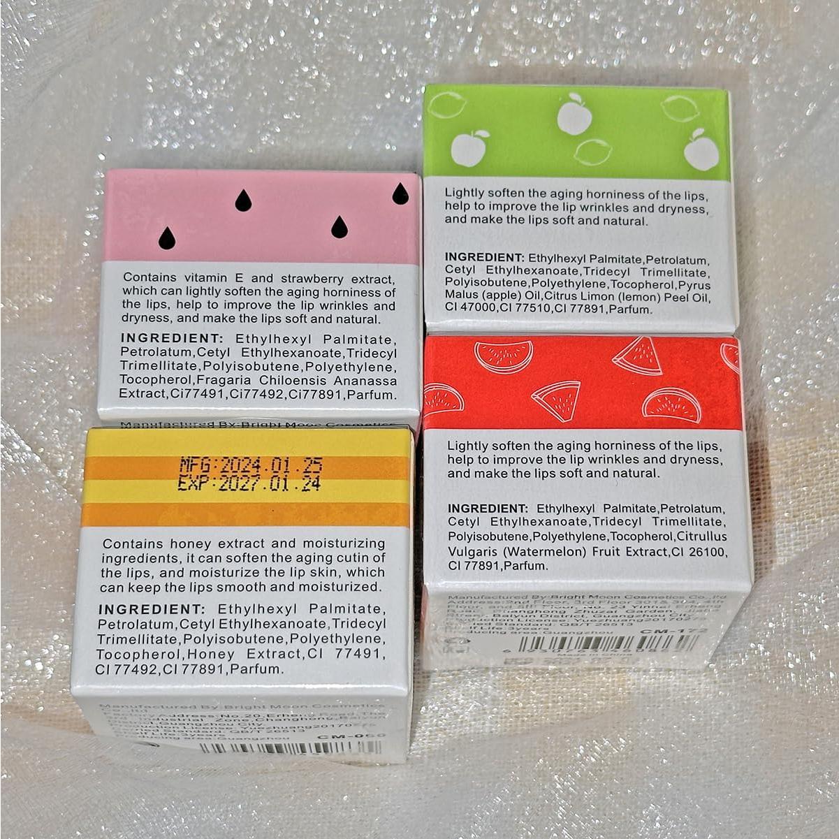 4 Máscaras Labiales de Frutas Qifylmaf - Hidratación Nocturna