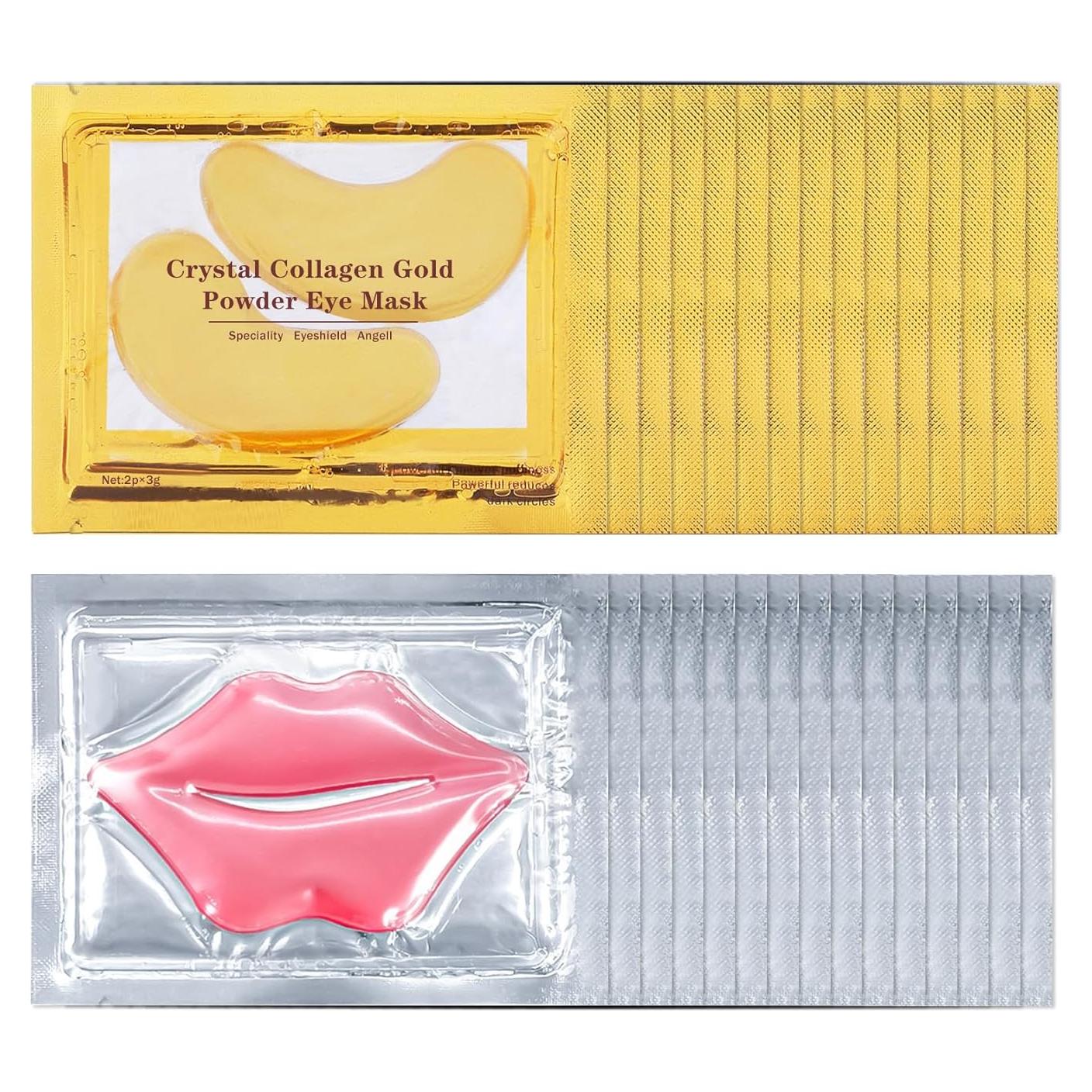 30 Piezas Mascarillas Labiales y Oculares AOAZXBB 24K Oro