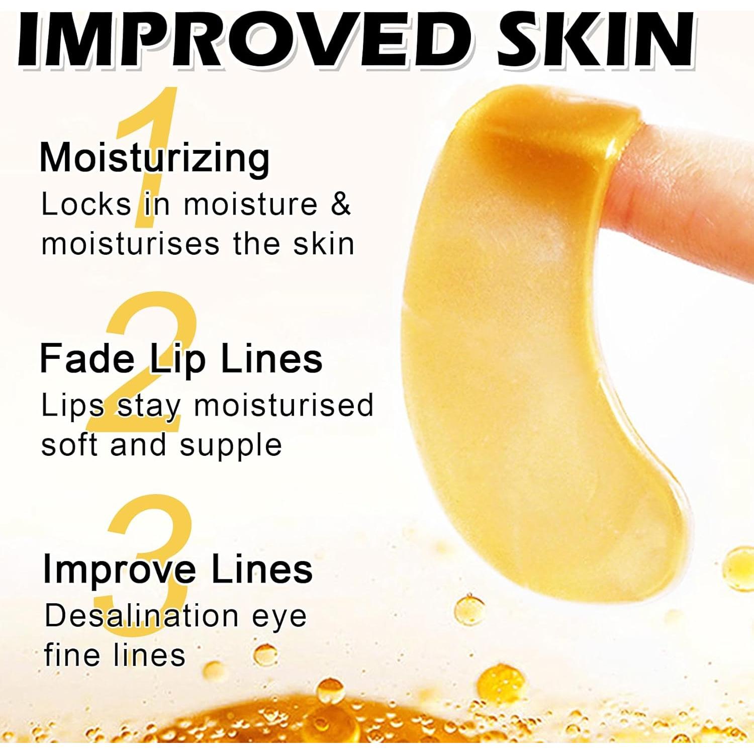 30 Piezas Mascarillas Labiales y Oculares AOAZXBB 24K Oro