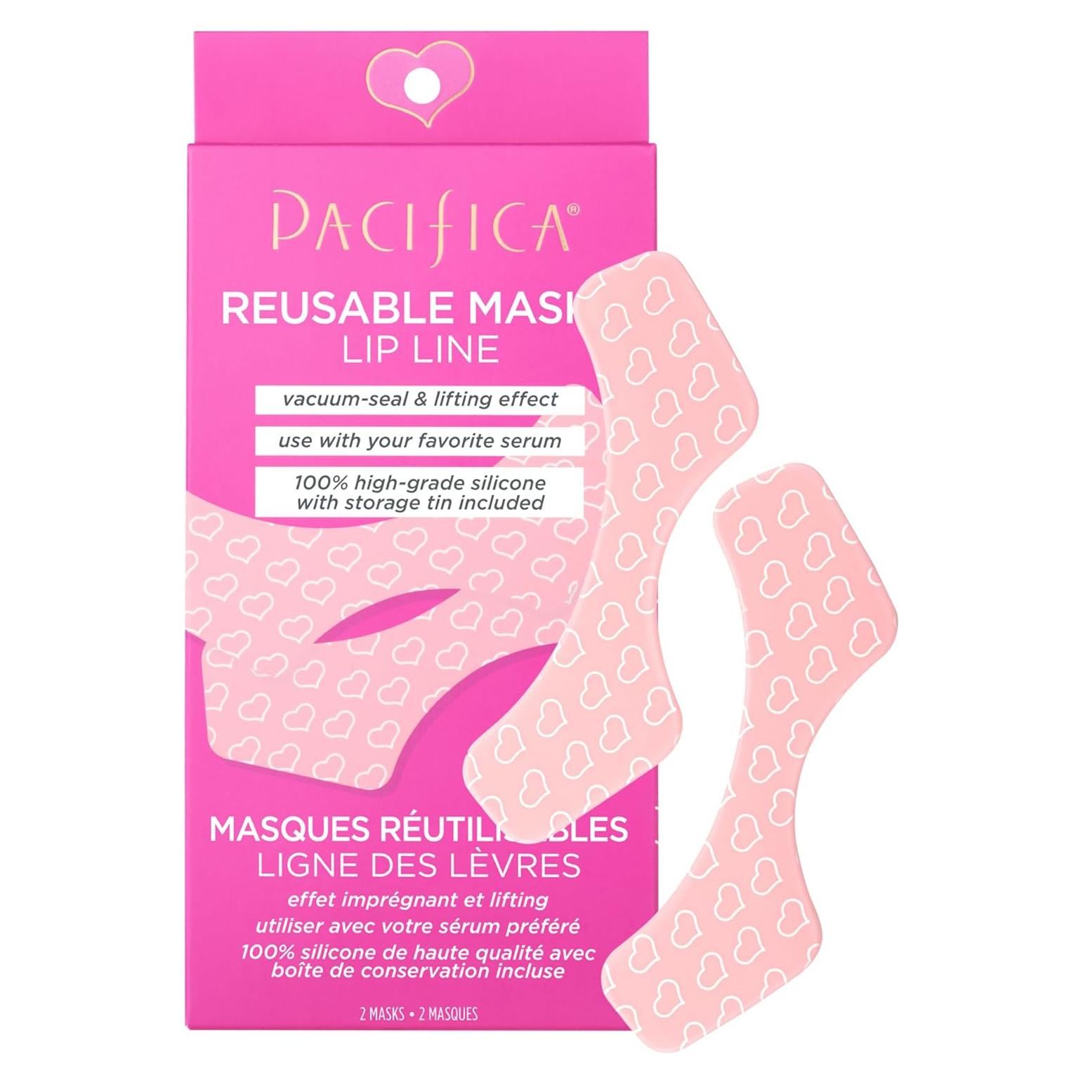 Beauty Reusable Lip Line Mask, Skincare, Silicone Mask, For Fine Lines and Wrinkles, Lift and Firm, Pair with Serum, Storage Tin Included, Skin Care, Face Masks Skincare, Vegan, 2 Pieces