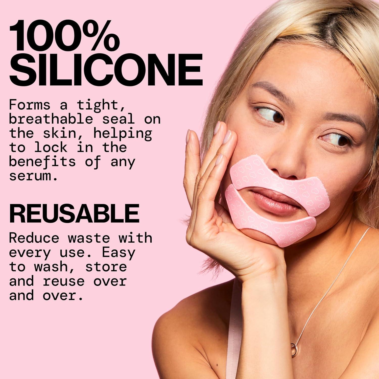 Beauty Reusable Lip Line Mask, Skincare, Silicone Mask, For Fine Lines and Wrinkles, Lift and Firm, Pair with Serum, Storage Tin Included, Skin Care, Face Masks Skincare, Vegan, 2 Pieces