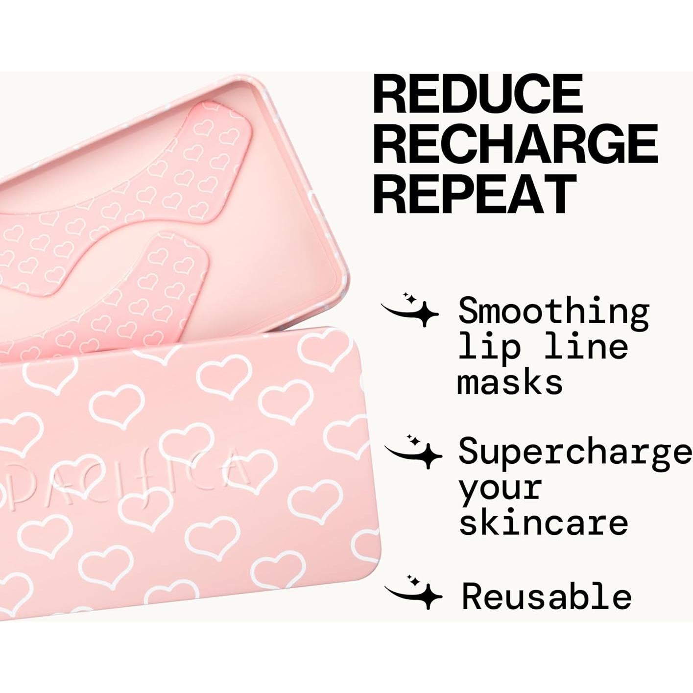 Beauty Reusable Lip Line Mask, Skincare, Silicone Mask, For Fine Lines and Wrinkles, Lift and Firm, Pair with Serum, Storage Tin Included, Skin Care, Face Masks Skincare, Vegan, 2 Pieces