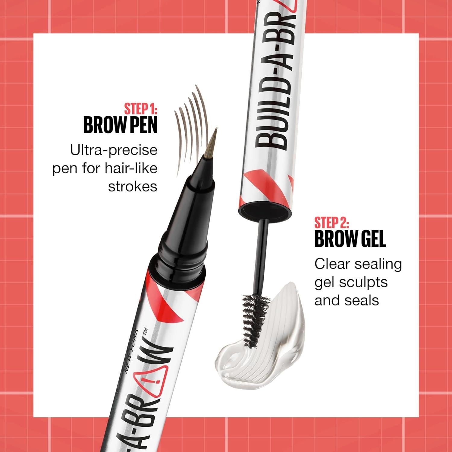 Lápiz y Gel Sellador para Cejas Maybelline Build-A-Brow Marrón Negro 1.4g