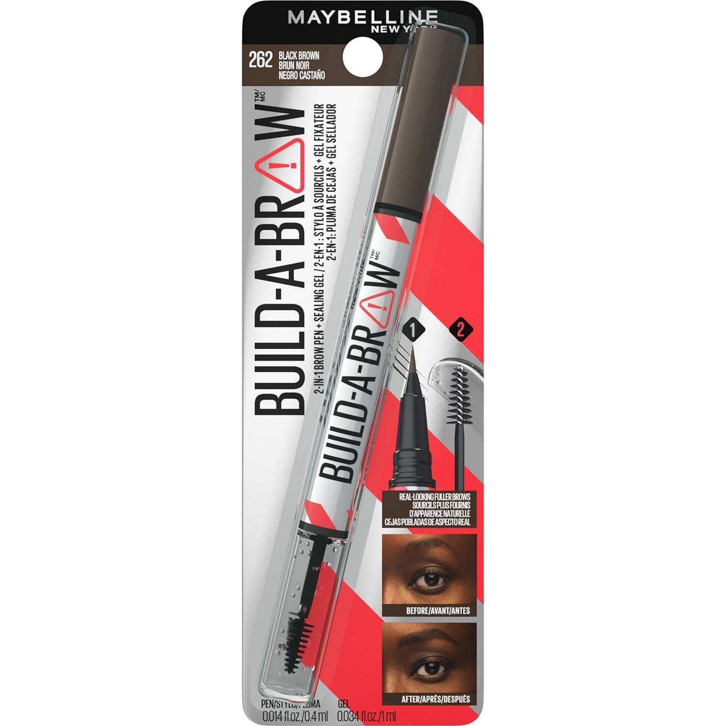 Lápiz y Gel Sellador para Cejas Maybelline Build-A-Brow Marrón Negro 1.4g