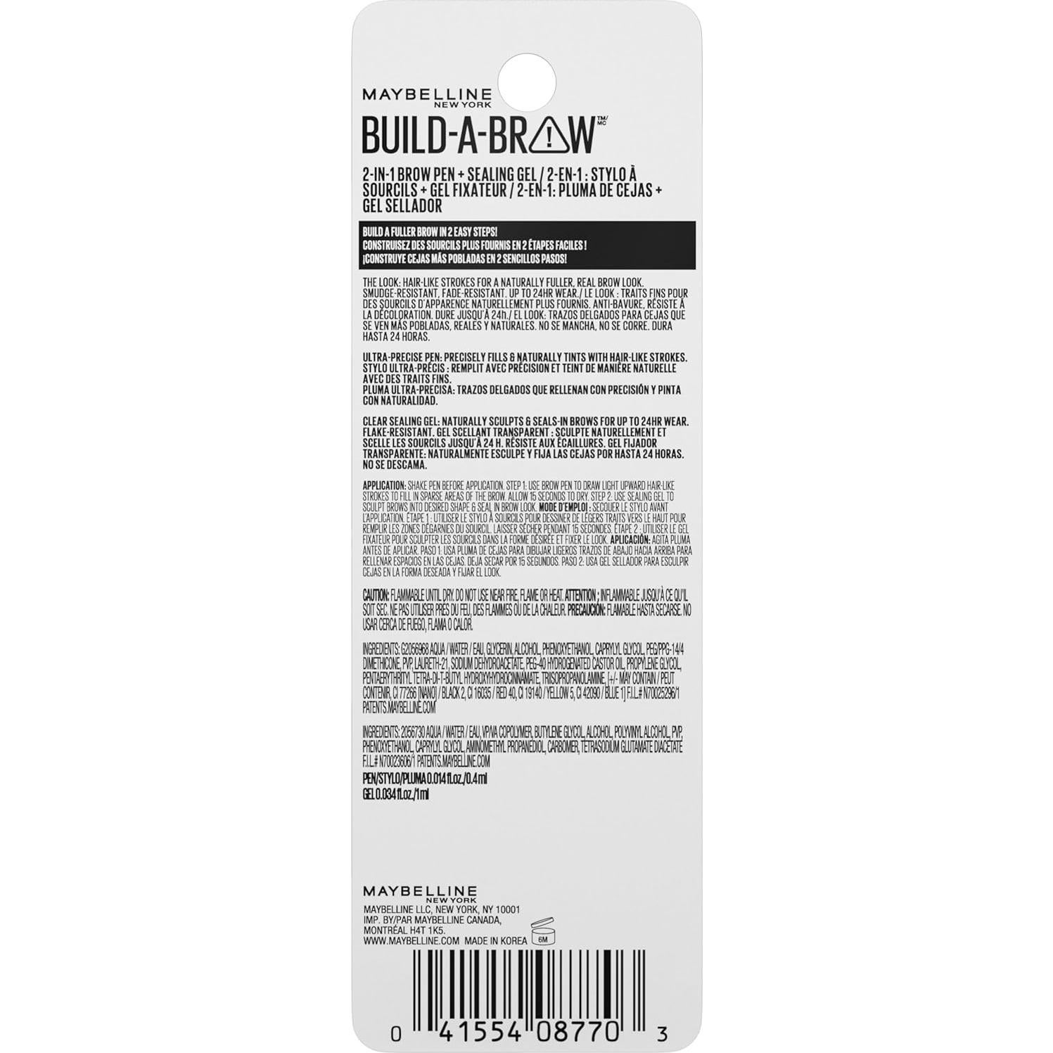 Lápiz y Gel Sellador para Cejas Maybelline Build-A-Brow Marrón Negro 1.4g