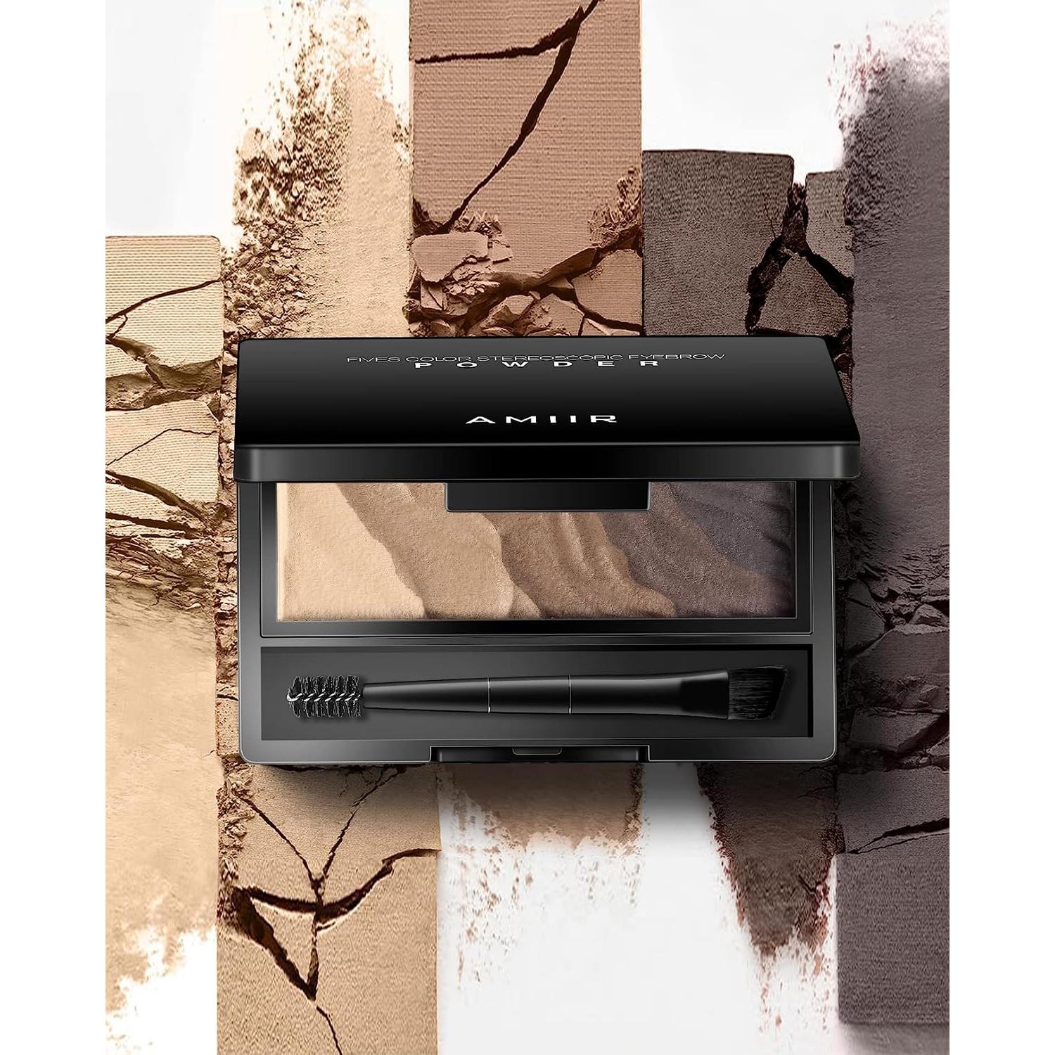 Paleta Compacta de Polvo para Cejas AMIIR 5 Colores con Pincel
