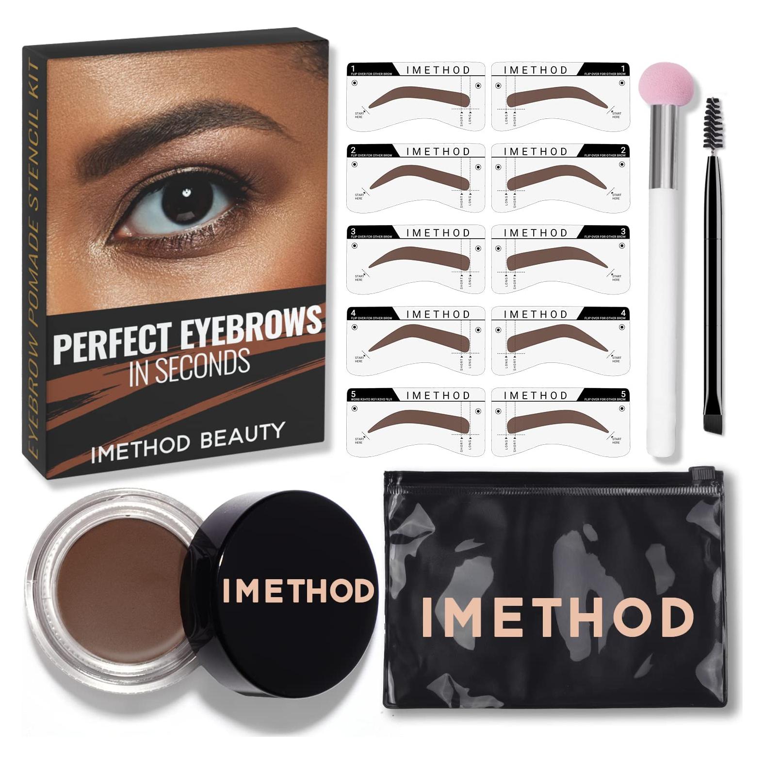 Kit de Sello de Cejas iMethod - Plantillas y Pomada Marrón Oscuro