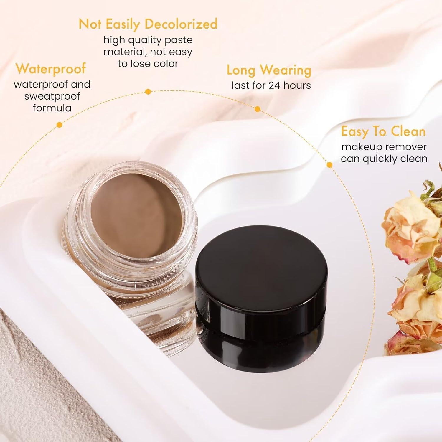 Kit de Gel para Cejas TOSOUATOP 3 en 1 con Pinceles, Marrón Medio