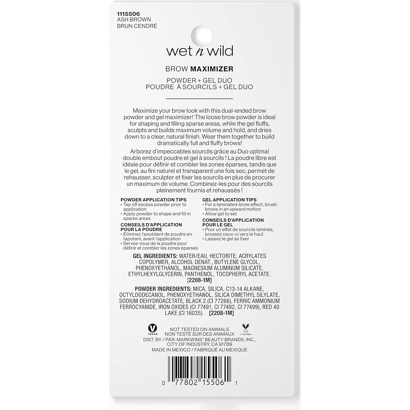 Duo Polvo y Gel para Cejas Wet n Wild Marrón Ceniza 3.13g