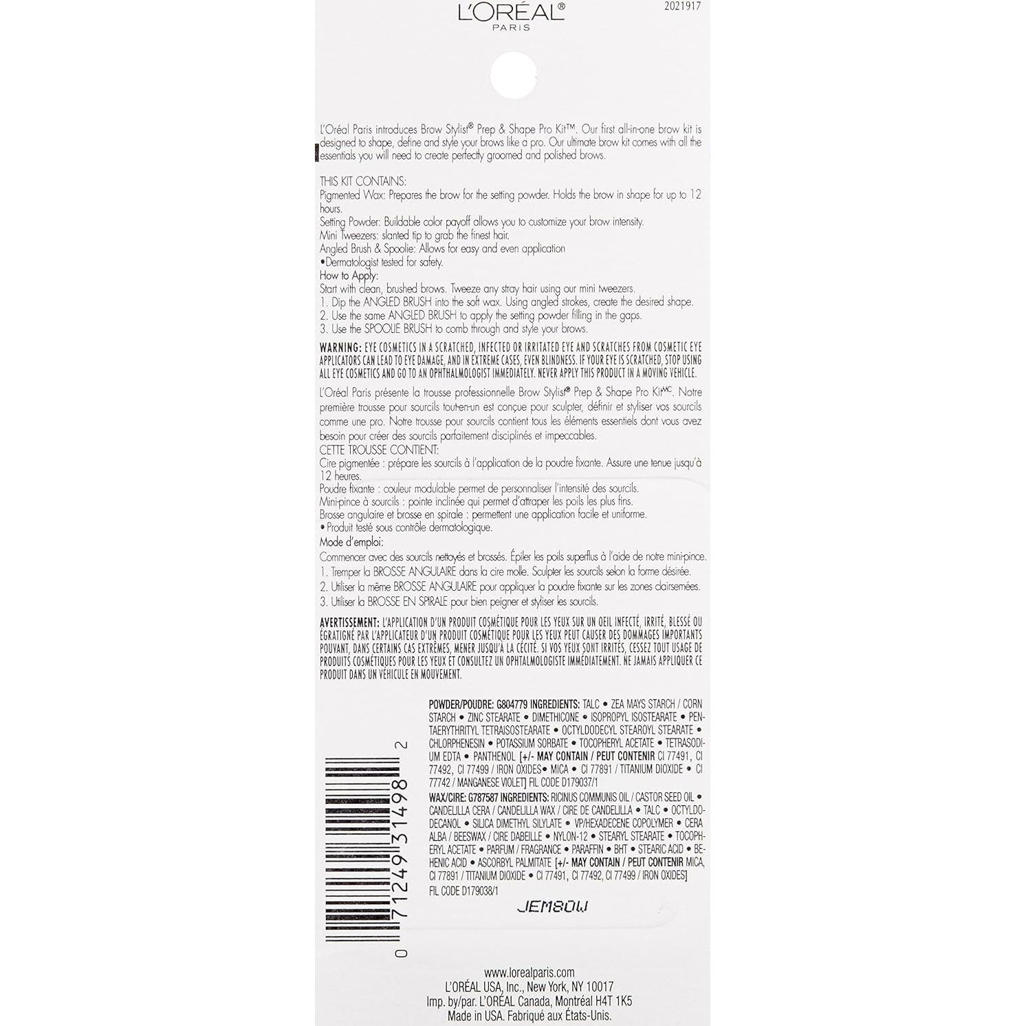 Kit de Cejas L'Oréal Paris Brow Stylist Pro 3.4 g Medio a Oscuro