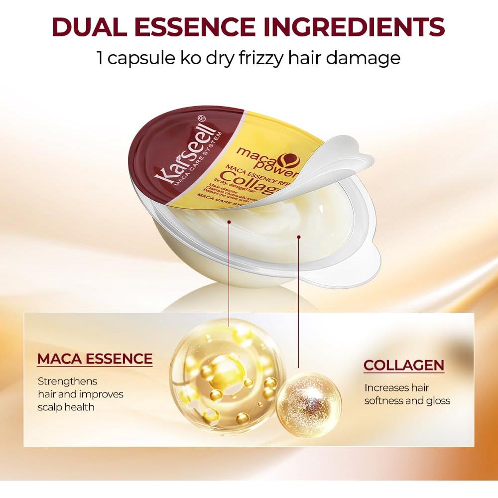 Mascarilla de Colágeno Karseell 8 Pack 96.8ml para Cabello Seco