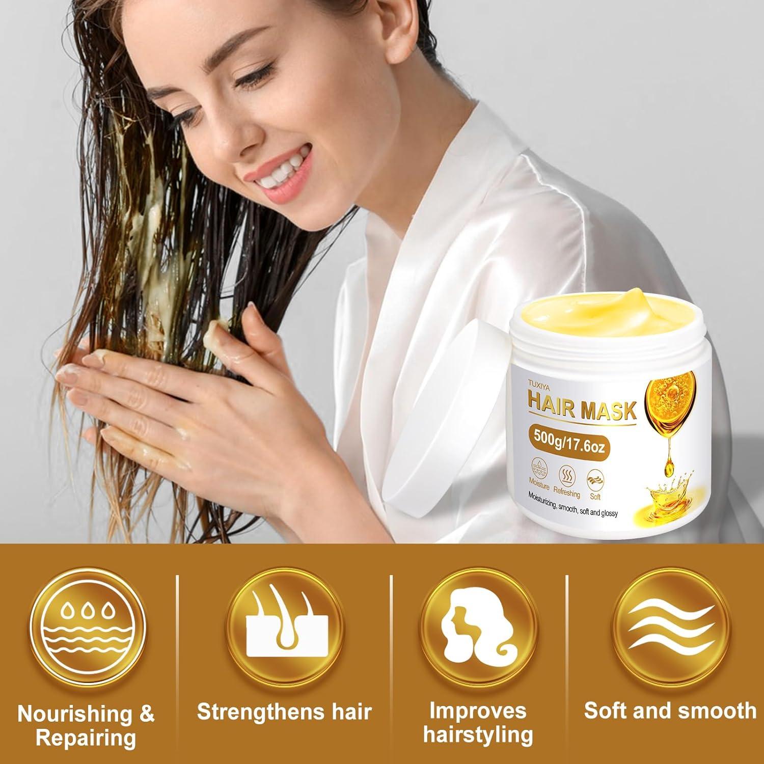 Mascarilla capilar TUXIYA 500g colágeno y queratina 3 min