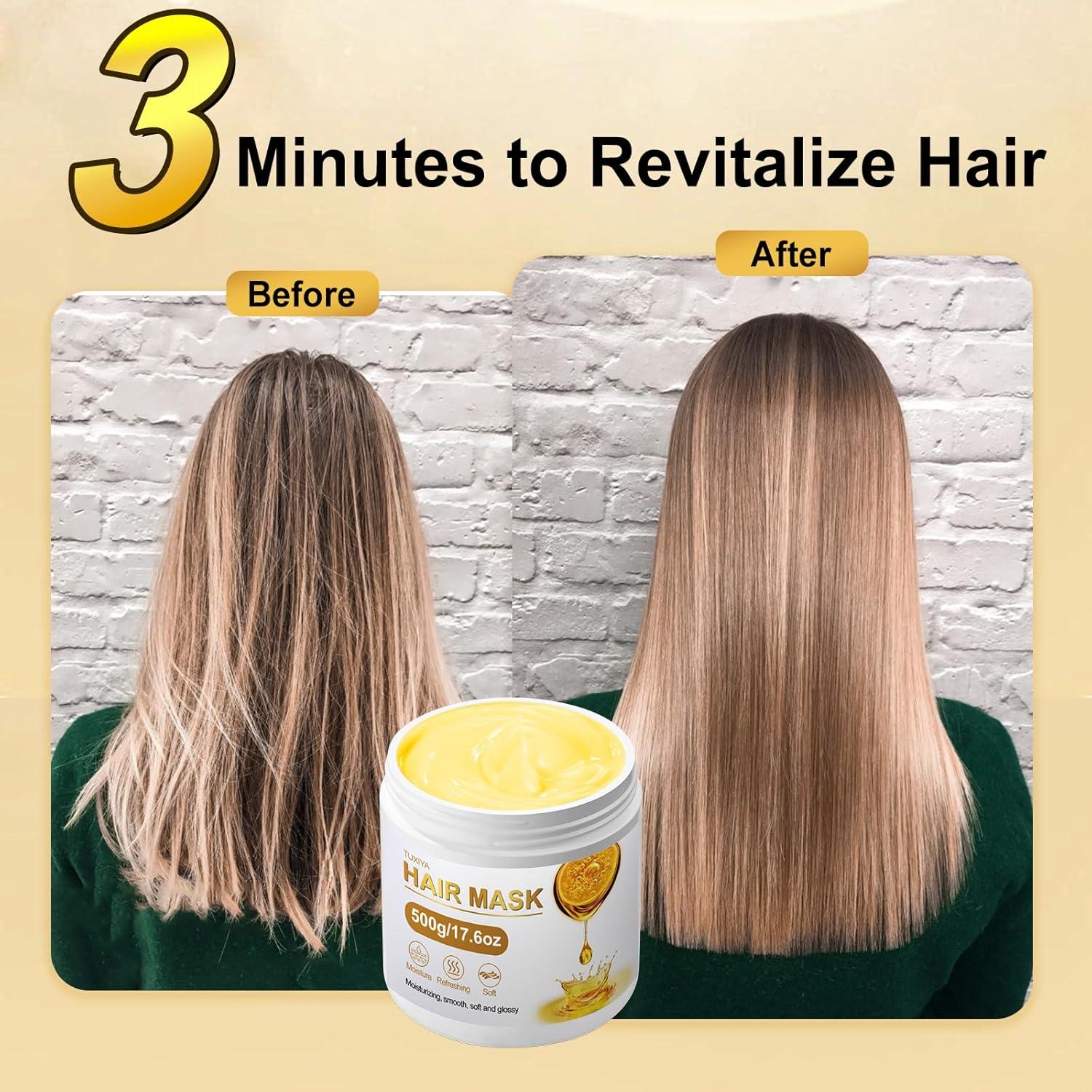 Mascarilla capilar TUXIYA 500g colágeno y queratina 3 min