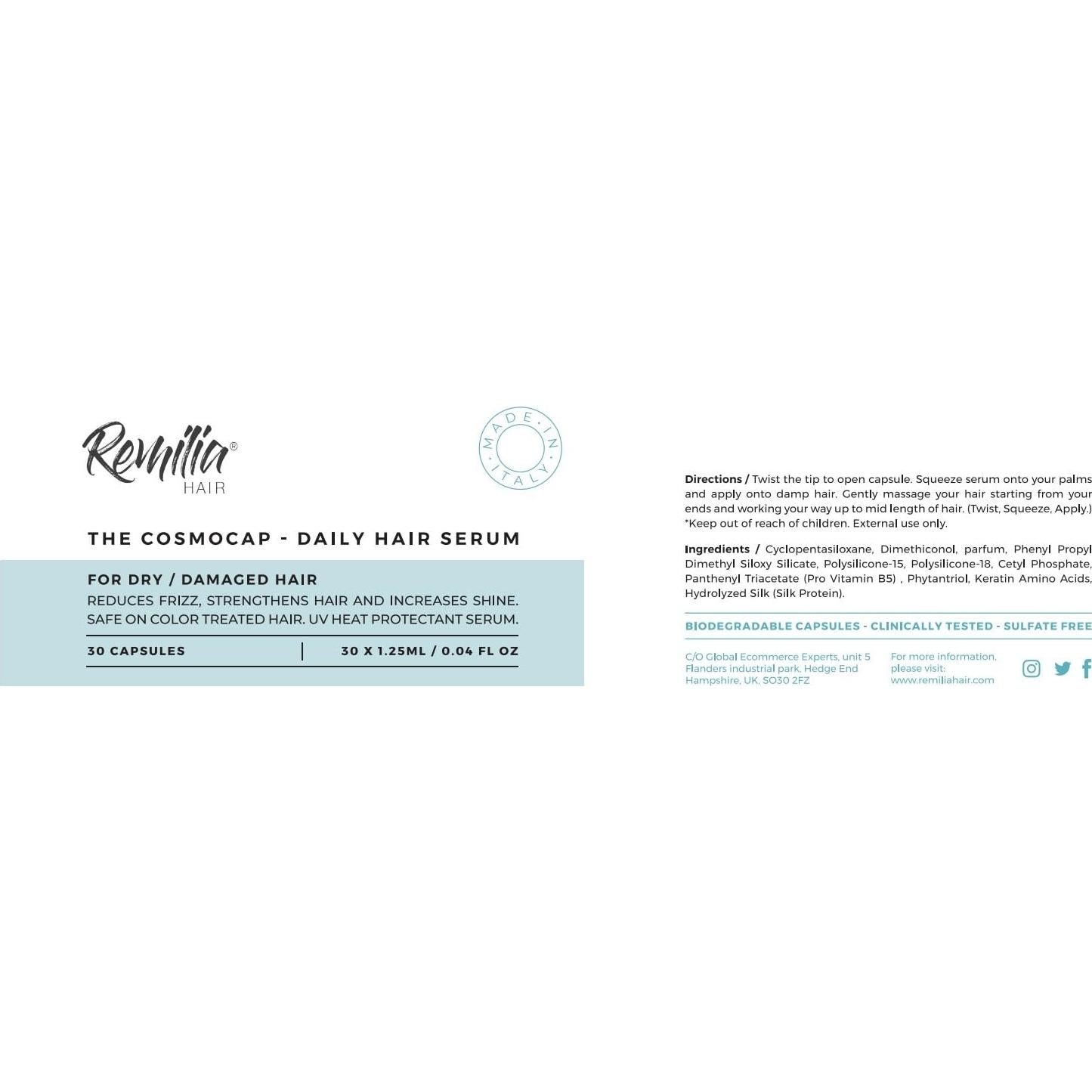 Suero para Cabello Frizado Remilia - Tratamiento Anti-Frizz 30 Cápsulas