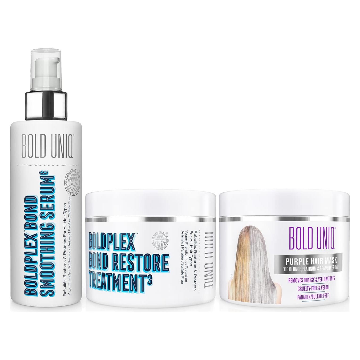 BOLD UNIQ Mascarilla Capilar Morada + Tratamiento BoldPlex 3 y Suero 6