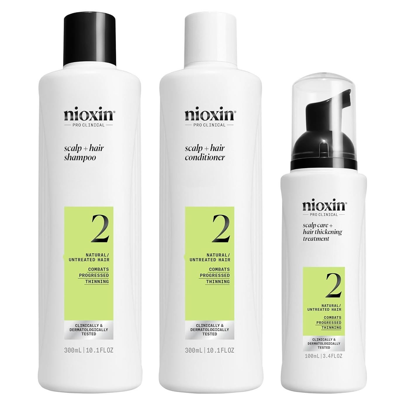 Nioxin Scalp + Hair Thickening System Kits | For Natural, Colored, & Damaged Hair with Light to Progressed Thinning | Strengthen & Boost Hair Density with Niacinamide & Biotin | 3 Month Supply