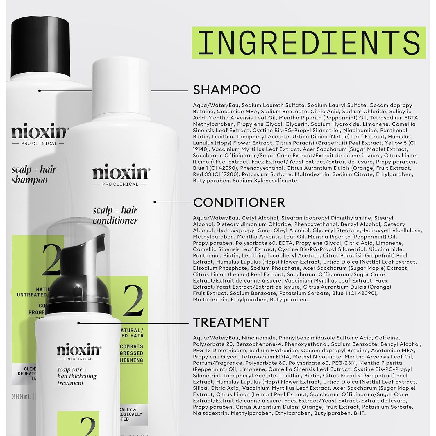 Nioxin Scalp + Hair Thickening System Kits | For Natural, Colored, & Damaged Hair with Light to Progressed Thinning | Strengthen & Boost Hair Density with Niacinamide & Biotin | 3 Month Supply