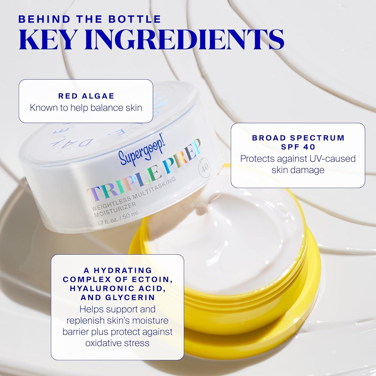 Supergoop! Triple Prep Hidratante Facial SPF 40 - 50 ml - Piel Normal a Grasa