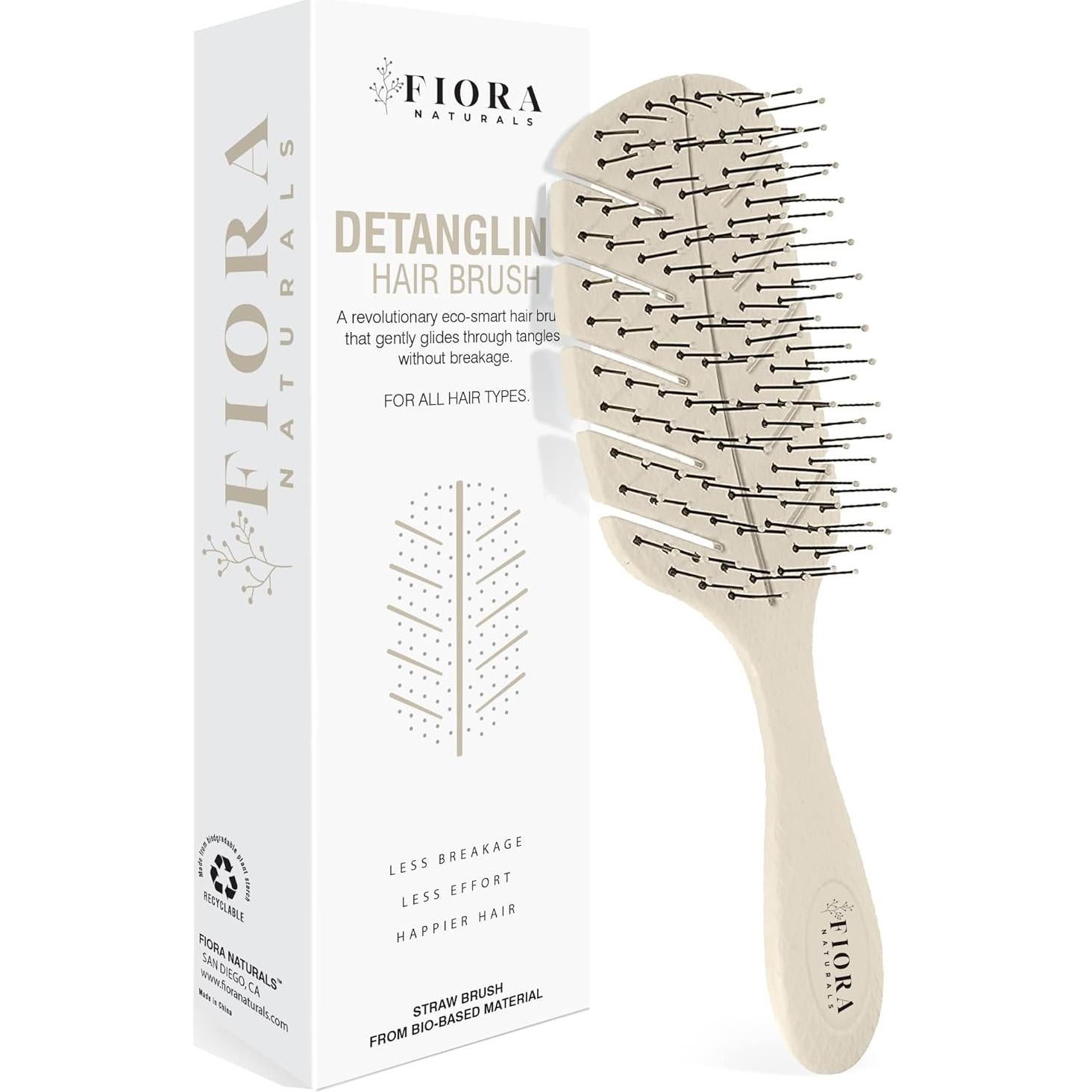 Cepillo Desenredante Ecológico Fiora Naturals - Para Cabello Seco y Húmedo