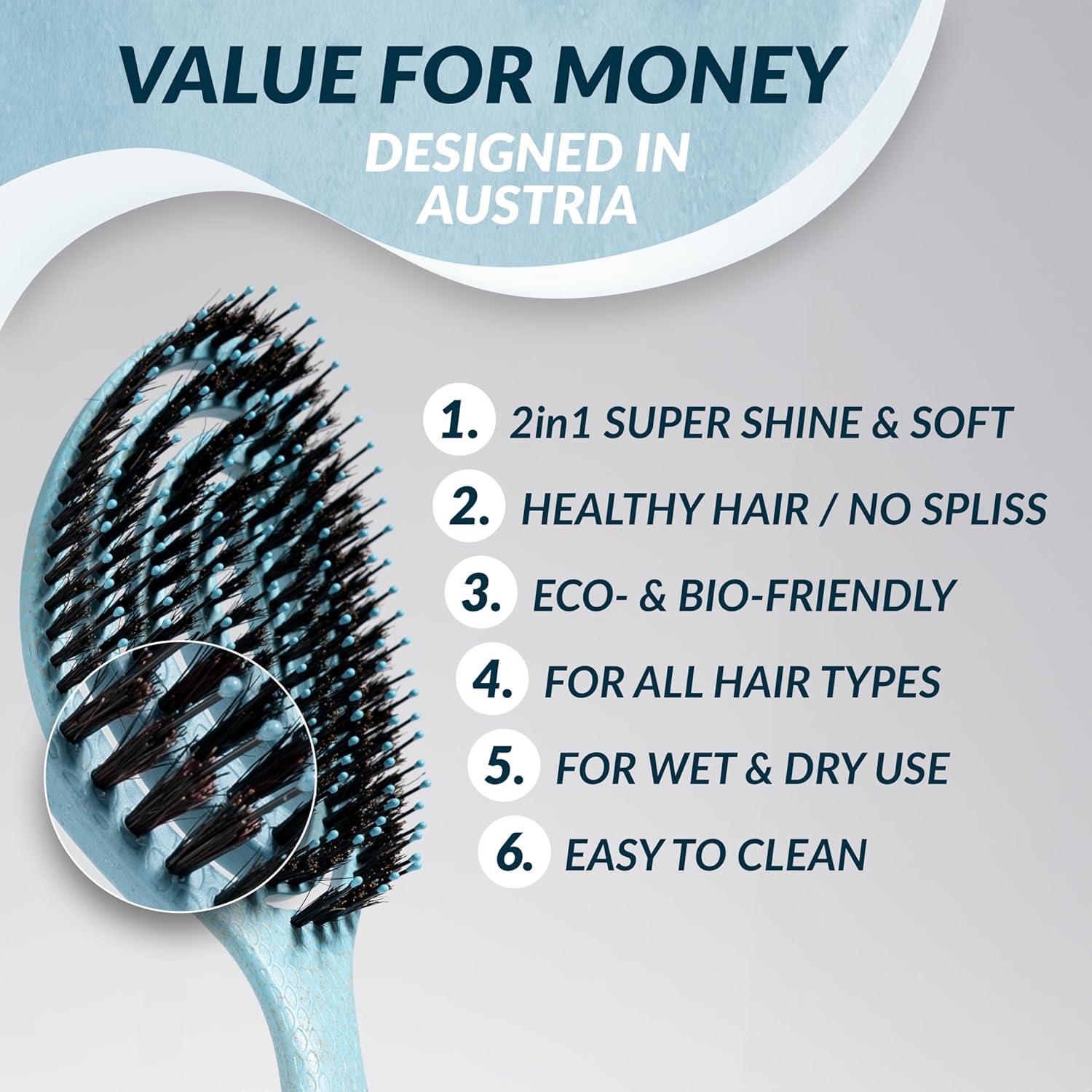 Cepillo desenredante marQus azul de jabalí para todo tipo de cabello