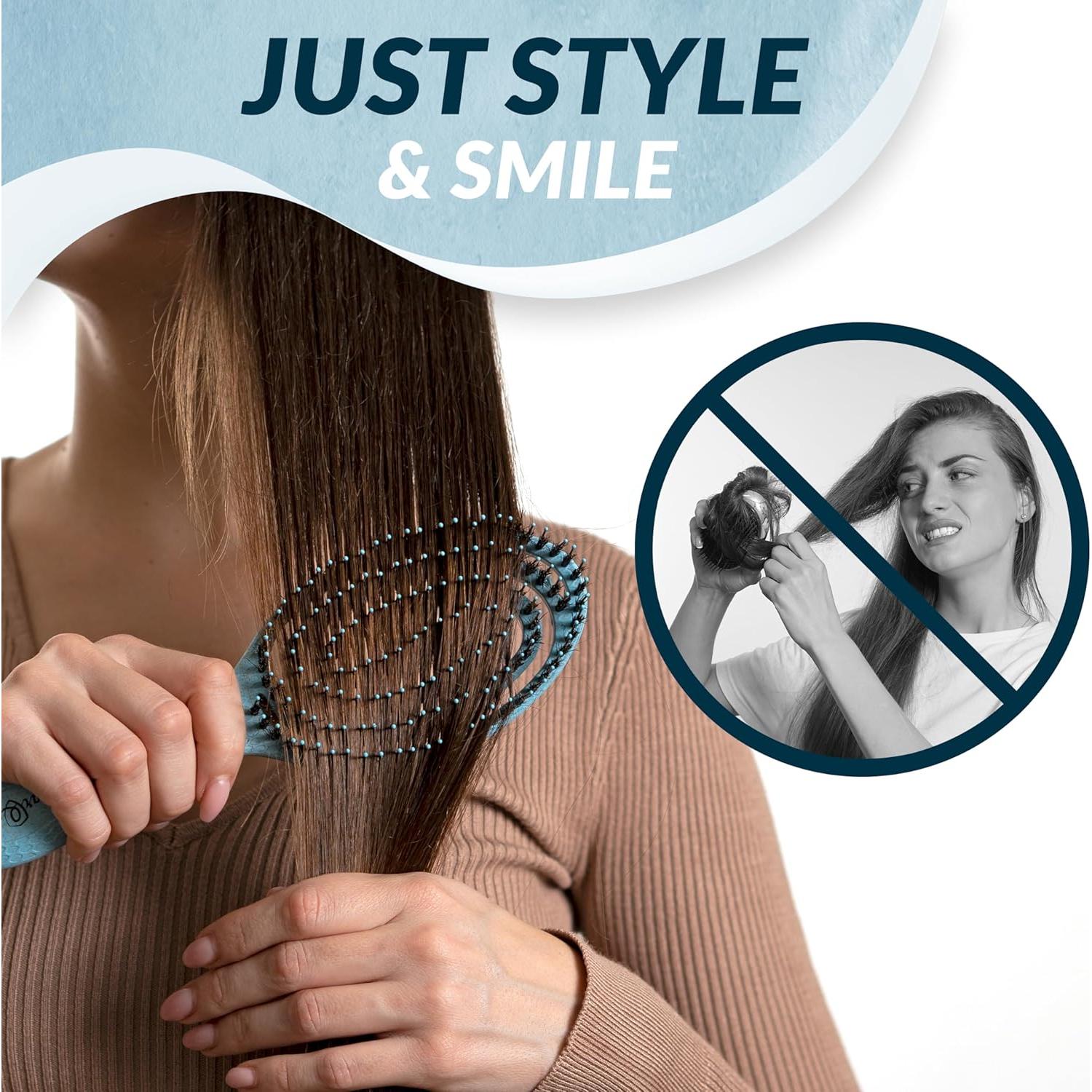 Cepillo desenredante marQus azul de jabalí para todo tipo de cabello