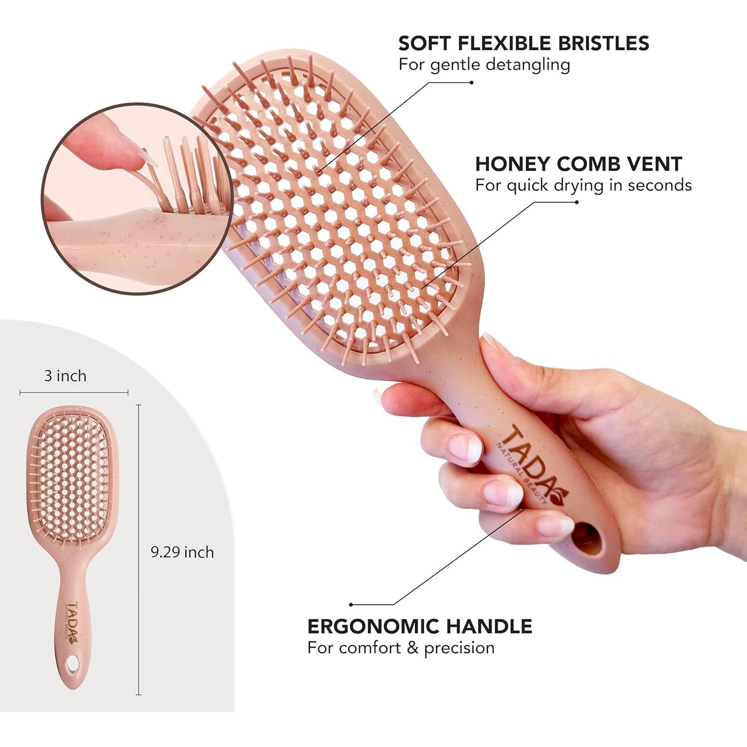 Cepillo Desenredante TADA Natural Beauty Rosa - Secado Rápido