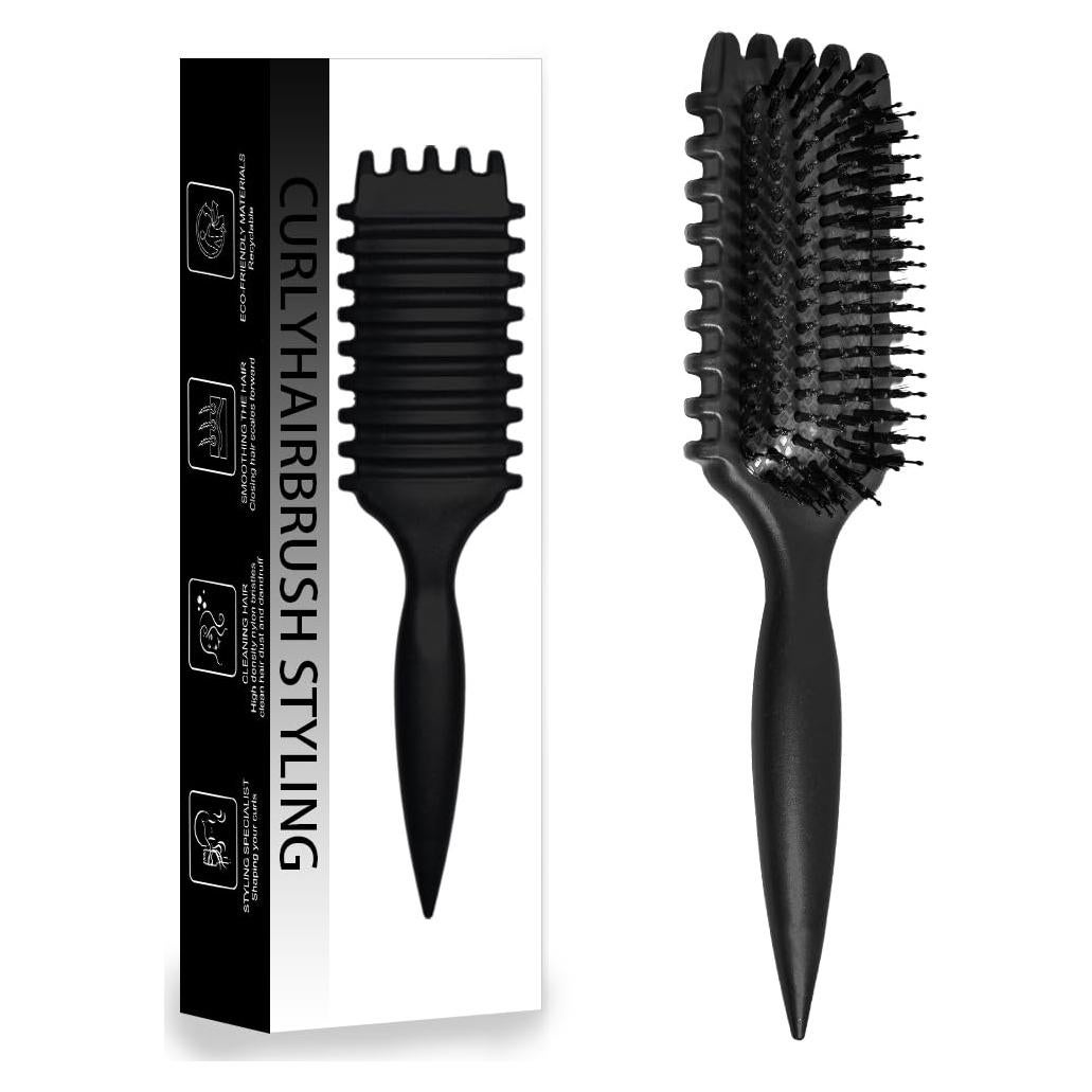 Cepillo Definidor de Rizos Adulahi - Antifrizz, Ergonomico, Negro