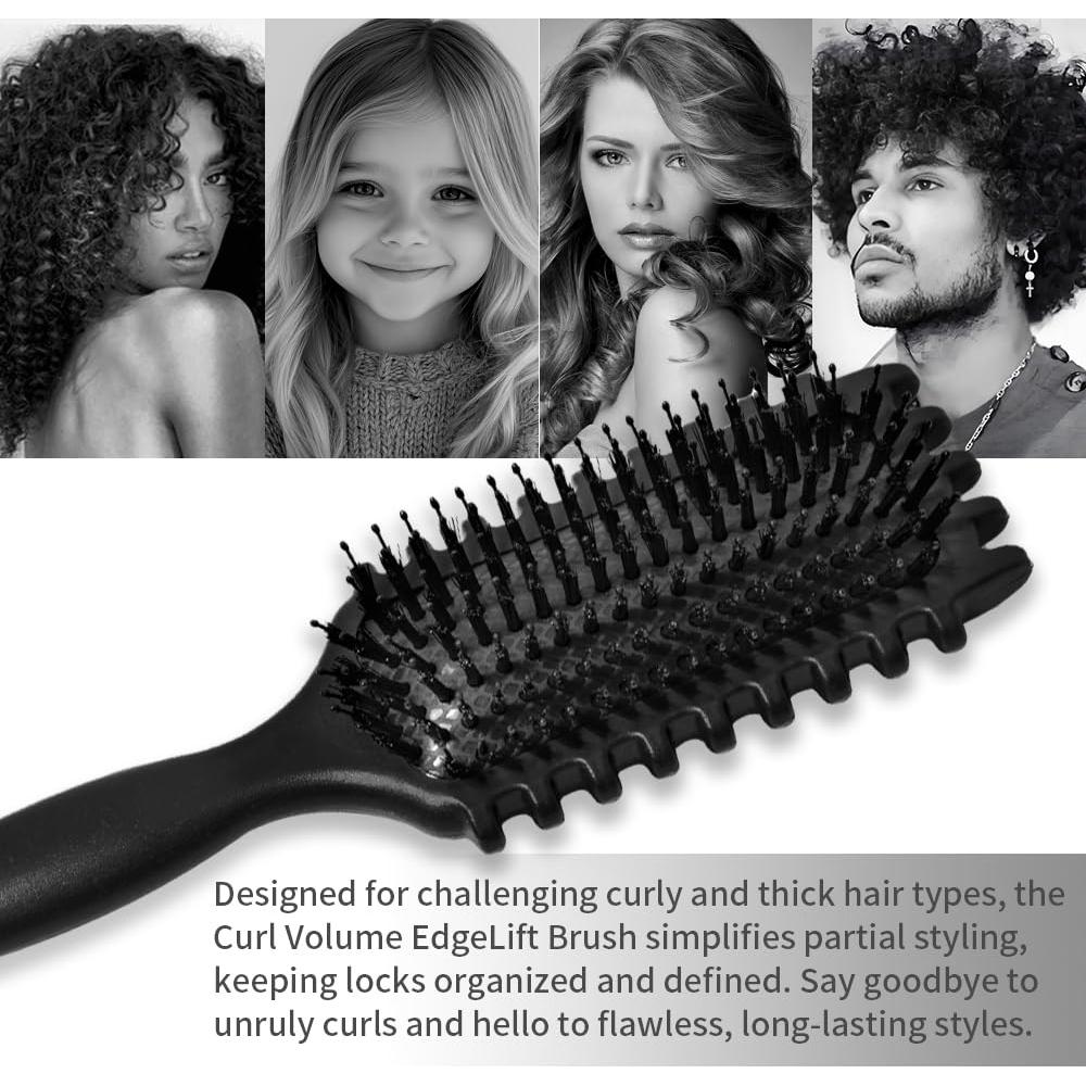 Cepillo Definidor de Rizos Adulahi - Antifrizz, Ergonomico, Negro