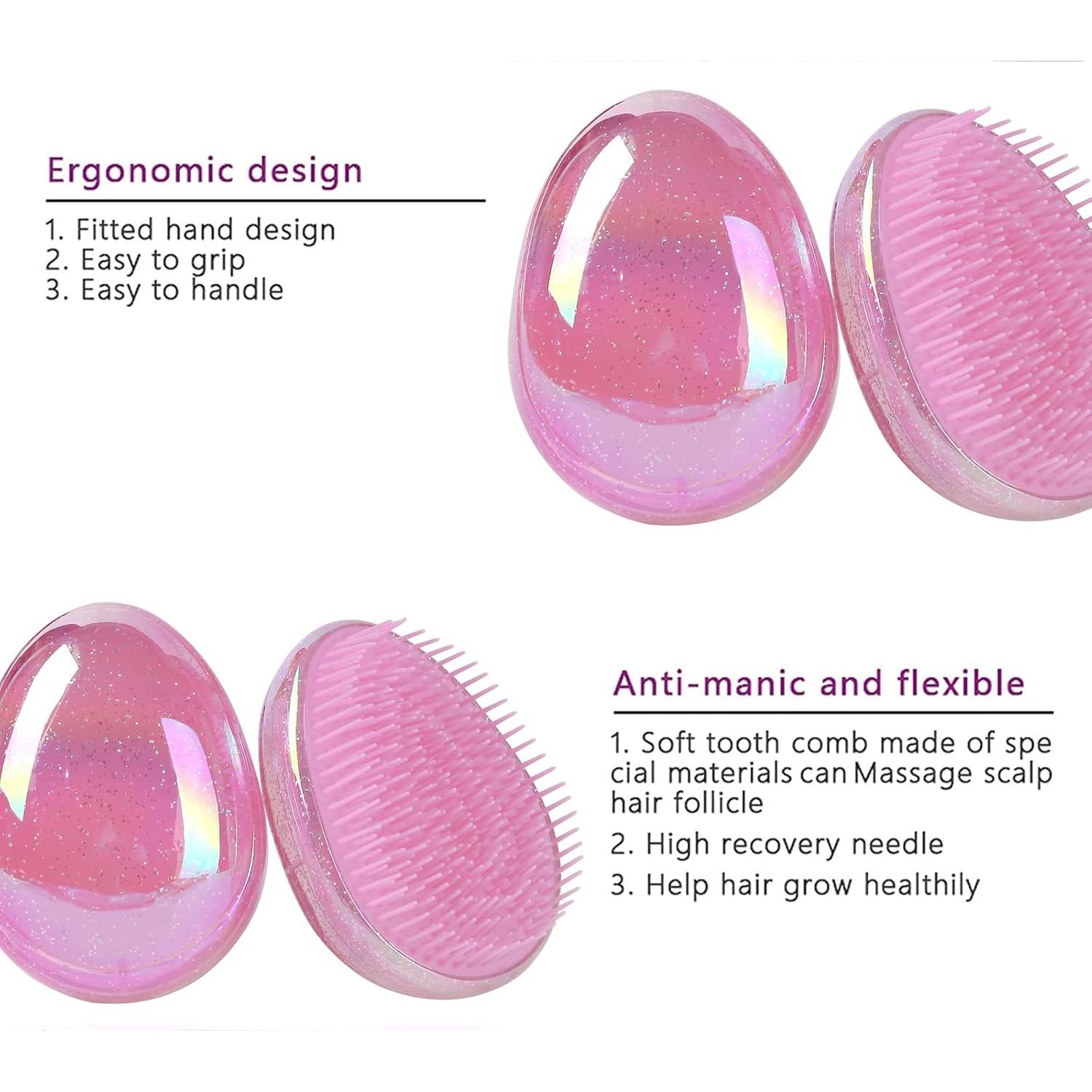 Cepillo desenredante portátil Felico rosa antiestático 9.5x7.1cm