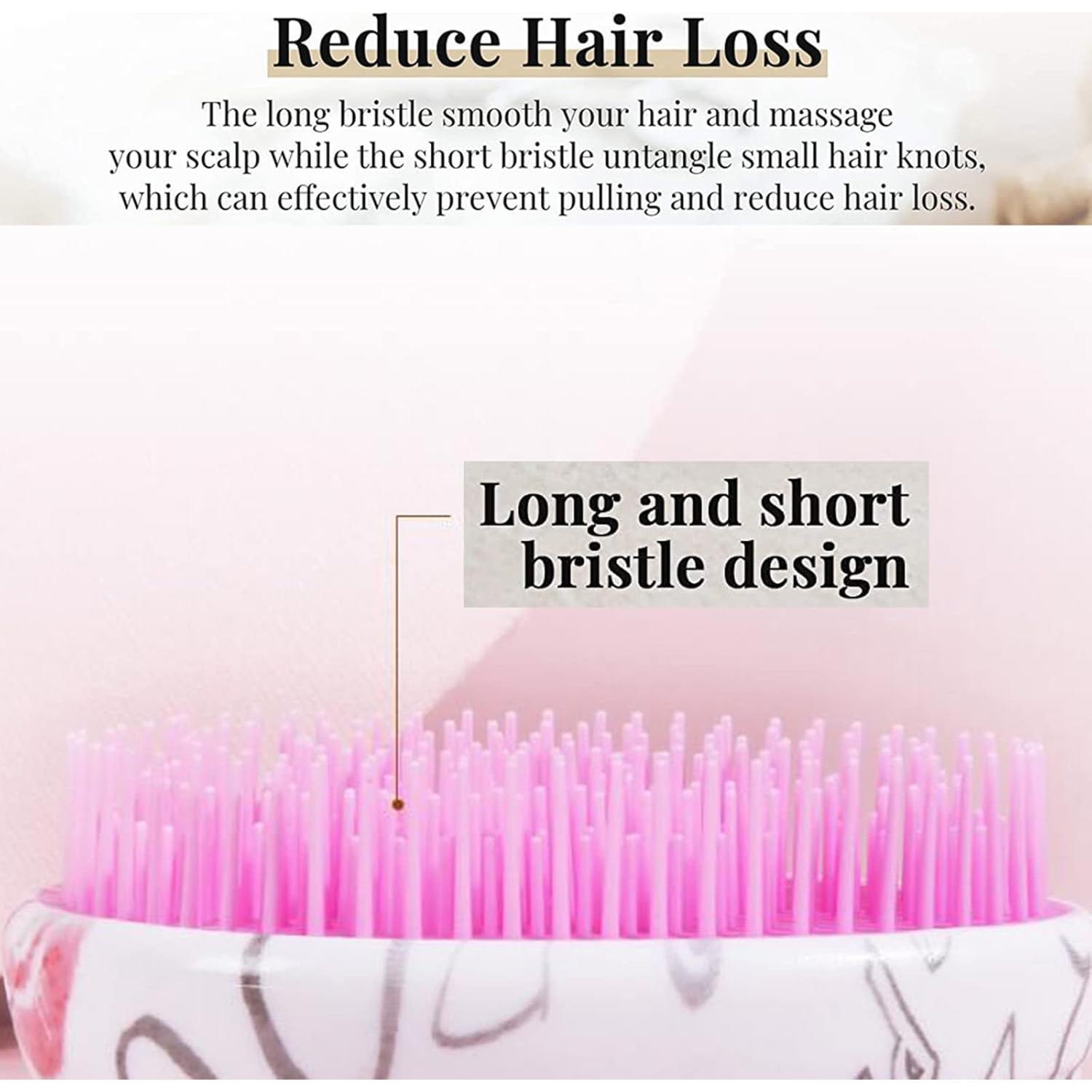 Cepillo desenredante portátil Felico rosa antiestático 9.5x7.1cm