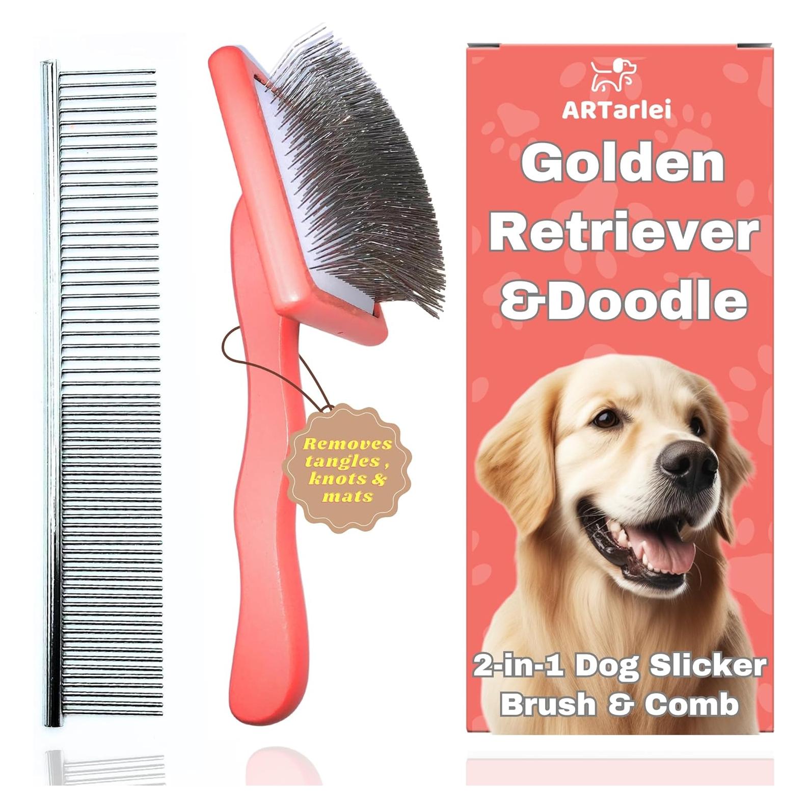 Cepillo y Peine 2-en-1 ARTarlei para Perros Grande Coral