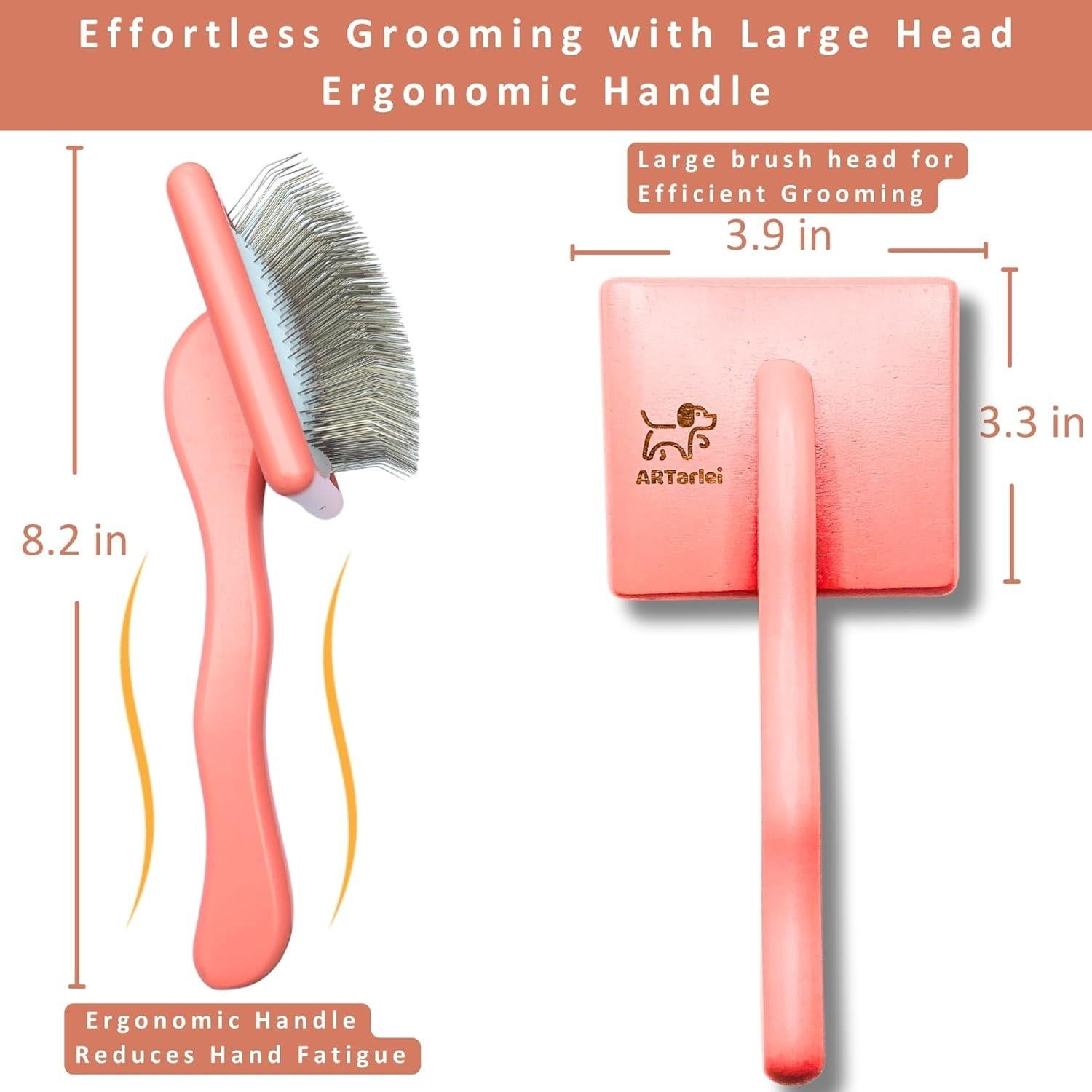 Cepillo y Peine 2-en-1 ARTarlei para Perros Grande Coral